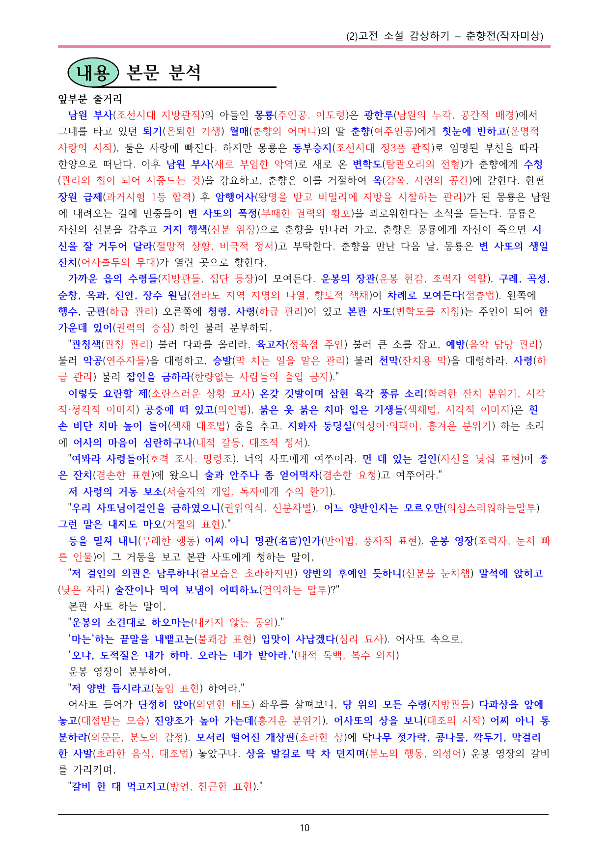22개정 공통국어2 미래엔 1-2_춘향전 내용정리_preview_undefined