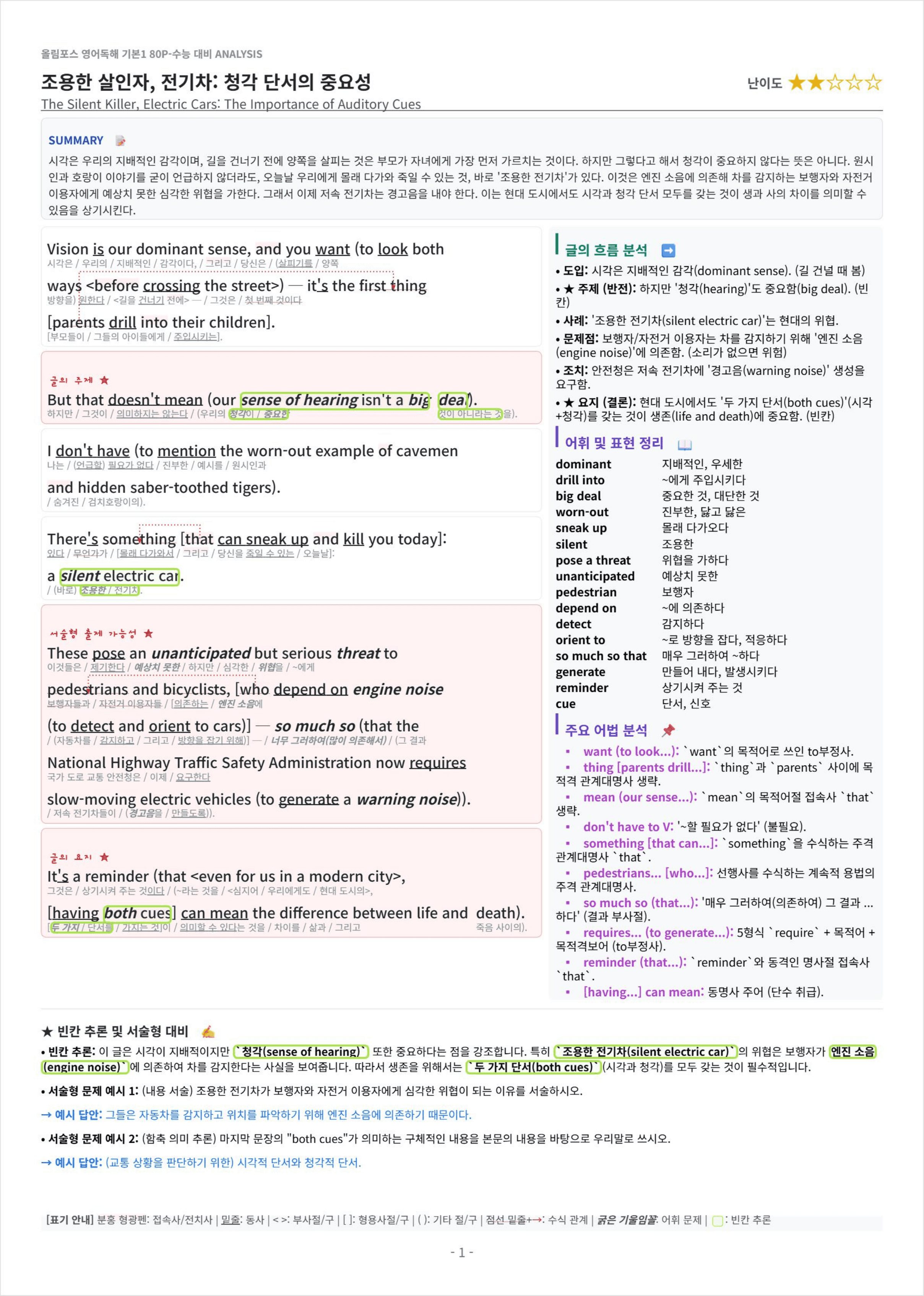 올림포스 영어독해 기본 1 UNIT 12 킹스분석_preview_undefined