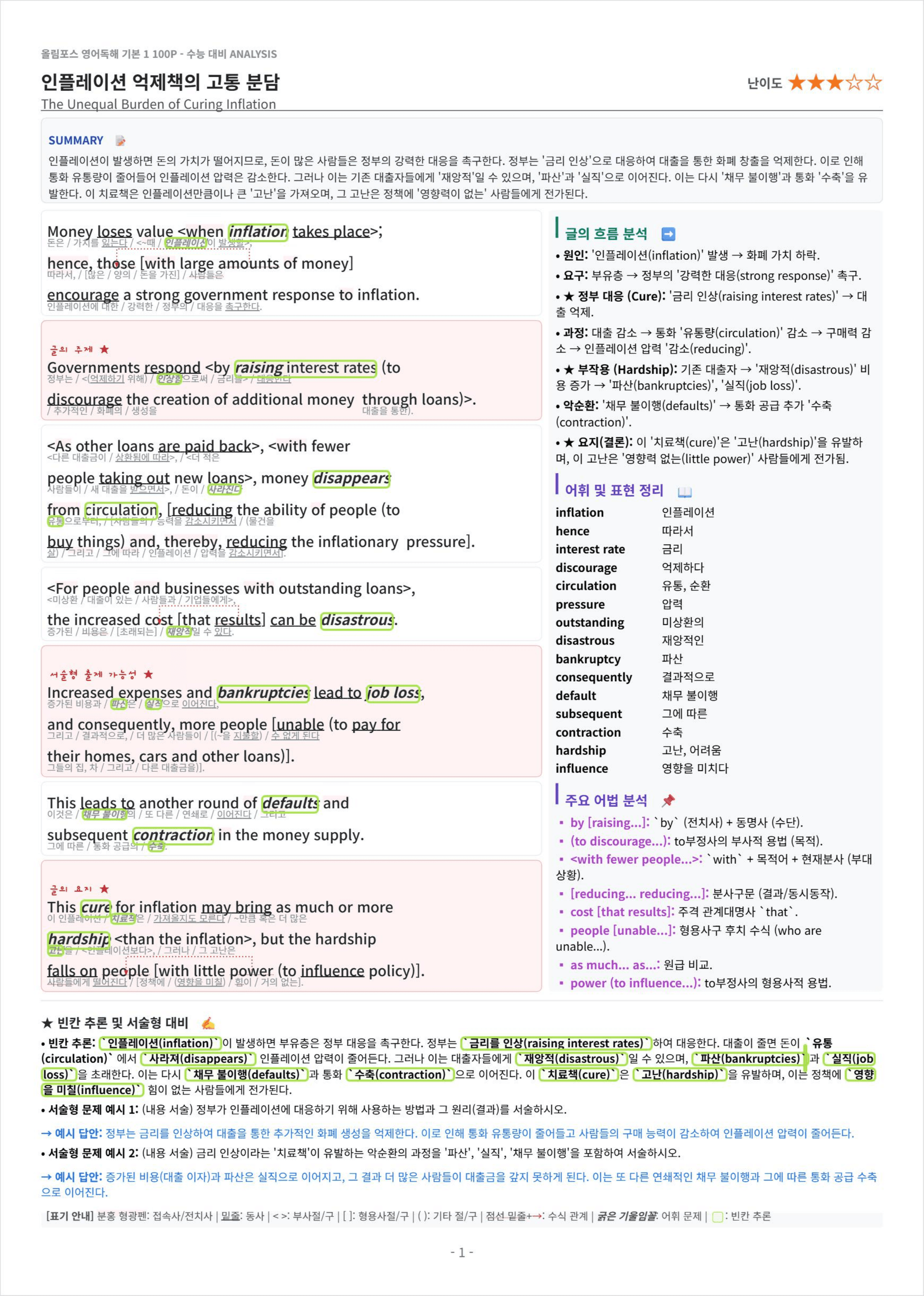 올림포스 영어독해 기본 1 UNIT 15 킹스분석_preview_undefined