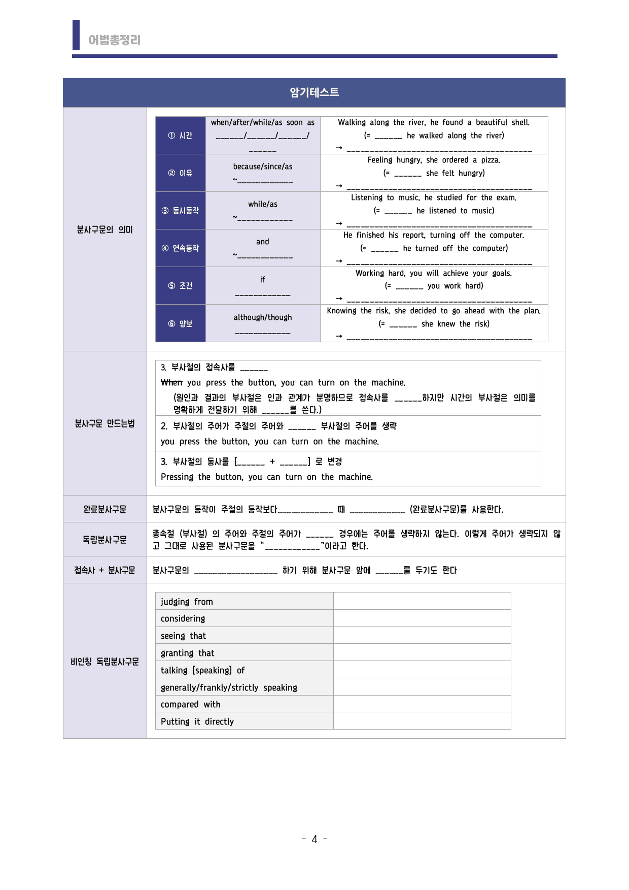 🩷시크릿어법: 4. 분사구문- 방학특강자료🩷_preview_undefined