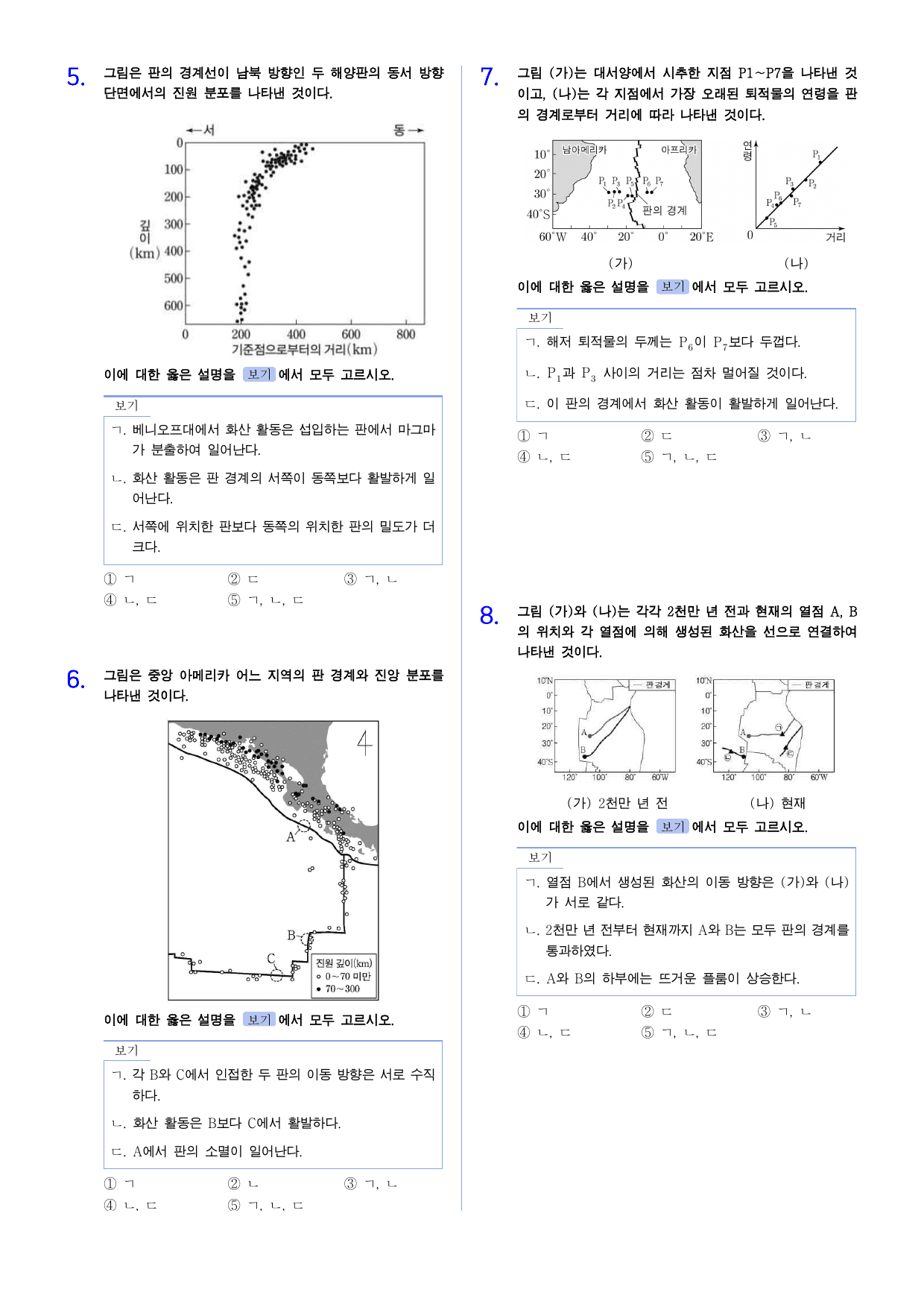 22개정 지구시스템과학 1-3 판 구조 운동과 플룸구조 운동 유형별 문제_preview_undefined