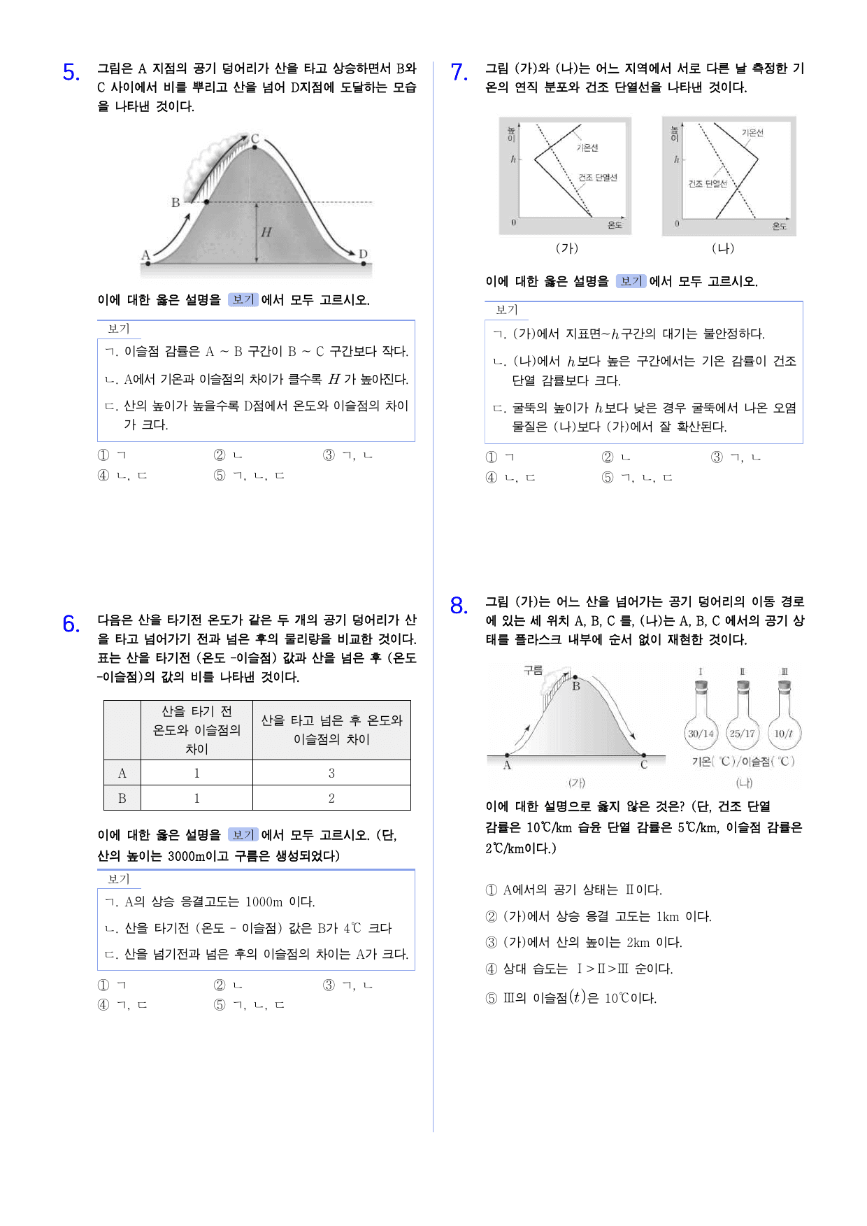 22개정 지구 시스템과학 3-3 대기 안정도와 강수과정 유형별 문제_preview_undefined