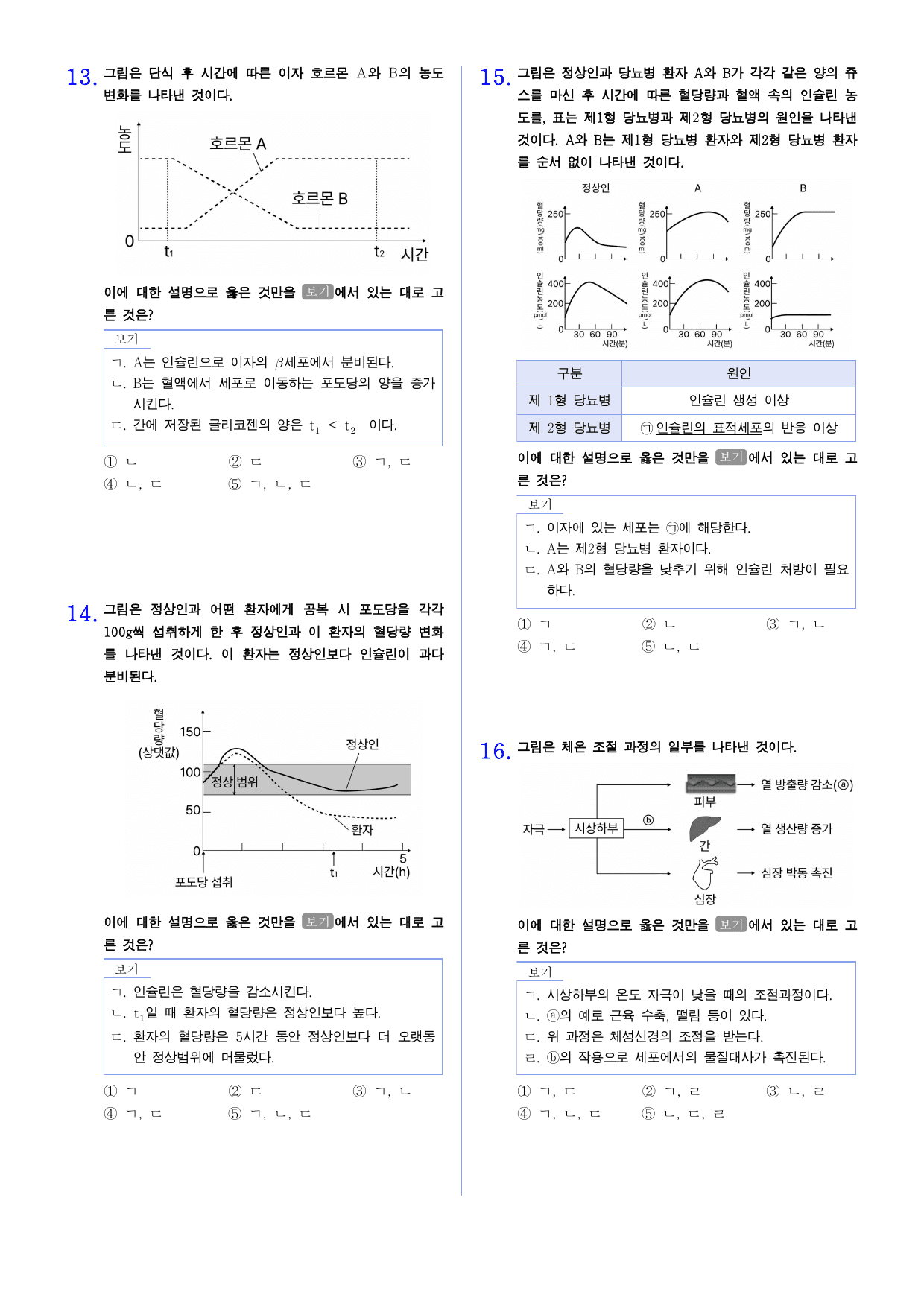 22개정 생명과학 2-3 내분비계의 특성, 항상성 유지 원리 유형별 문제_preview_undefined