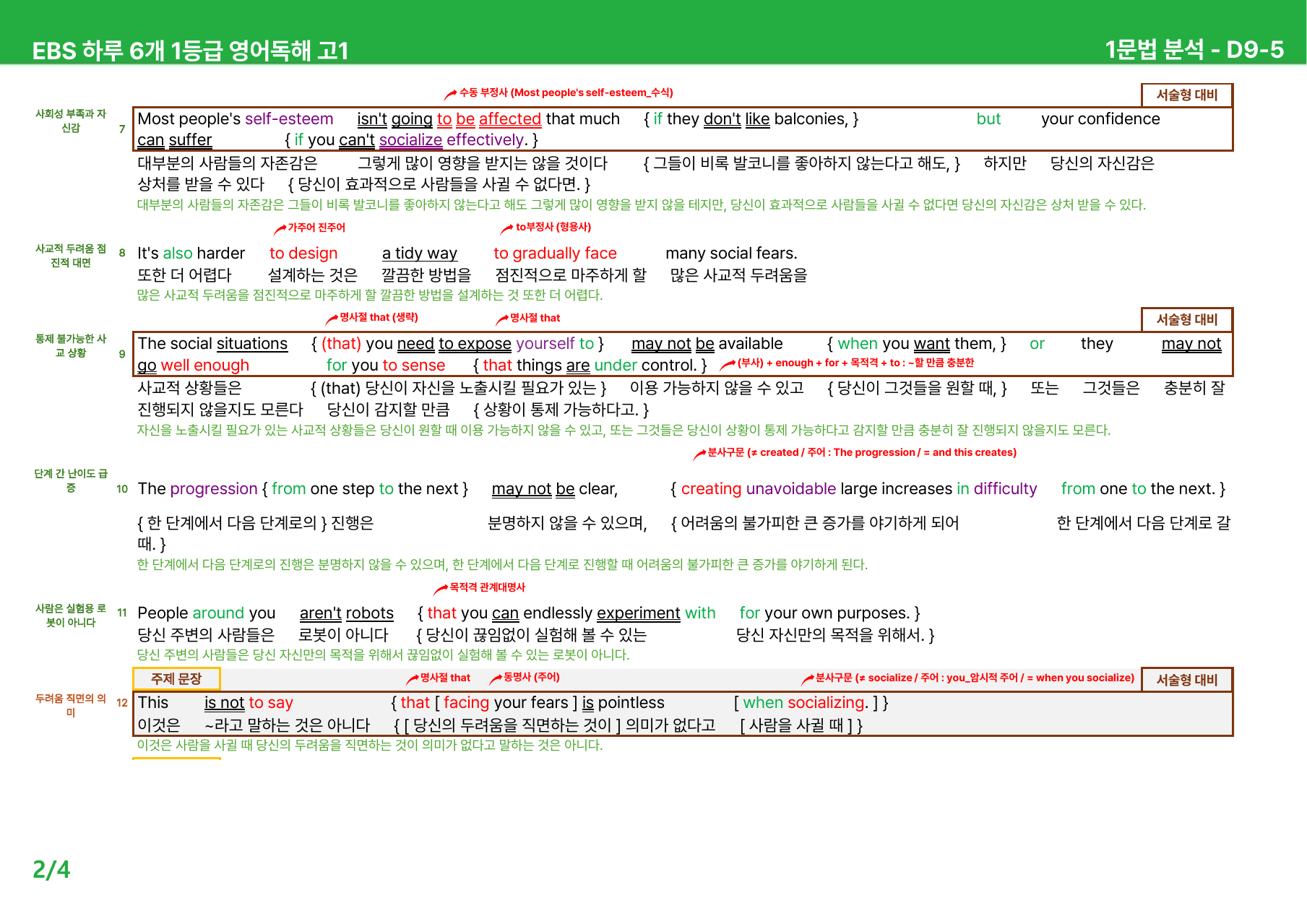 하루 6개 1등급 영어독해 고1 D7-9 - 본문분석_preview_undefined