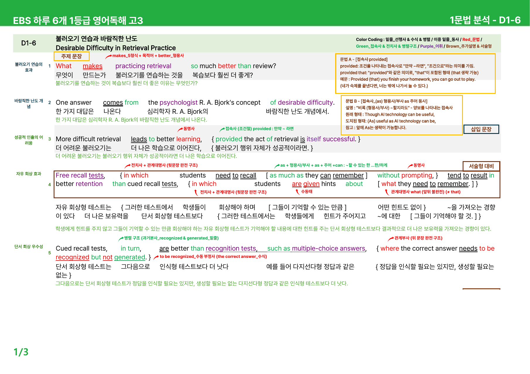 하루 6개 1등급 영어독해 고3 D1-3 - 본문분석_preview_undefined