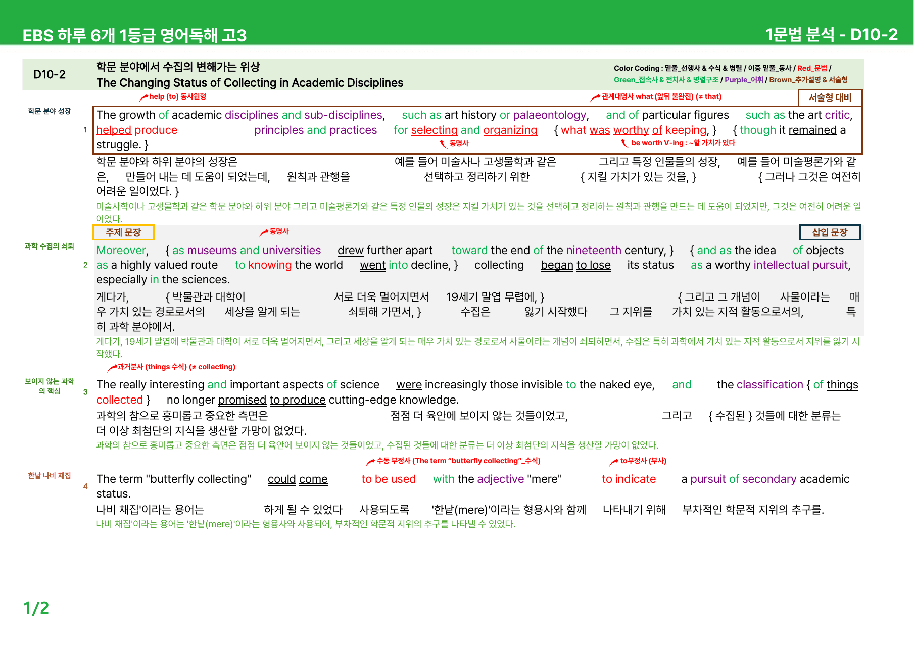 하루 6개 1등급 영어독해 고3 D10-12 - 본문분석_preview_undefined