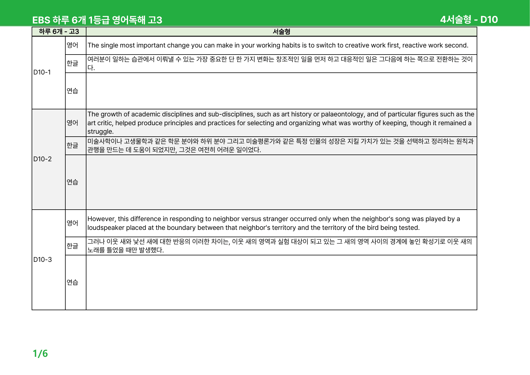 하루 6개 1등급 영어독해 고3 D10-12 - 본문분석_preview_undefined