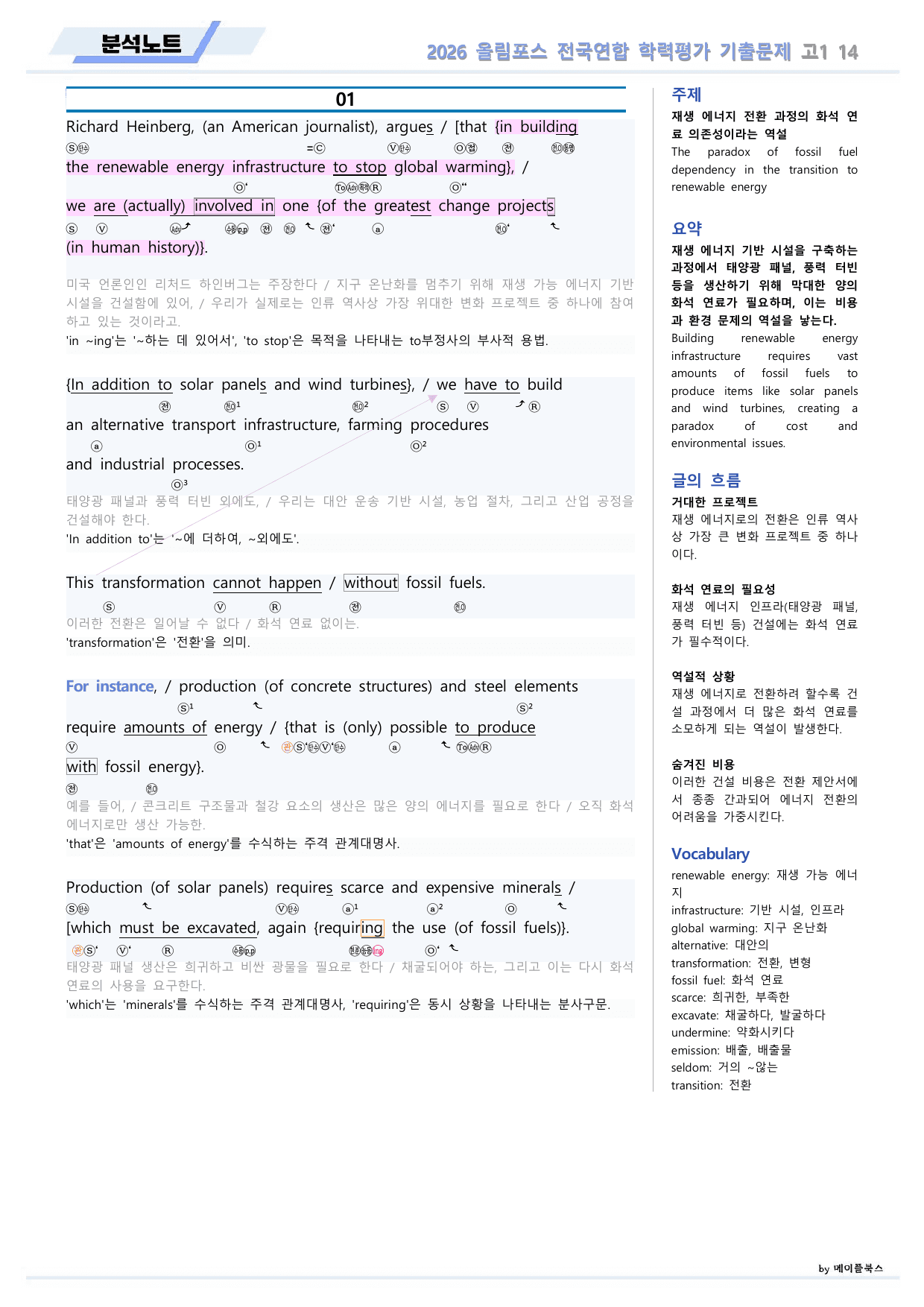 EBS 2026 올림포스 전국연합 기출문제 고1 분석노트 14 강_preview_undefined