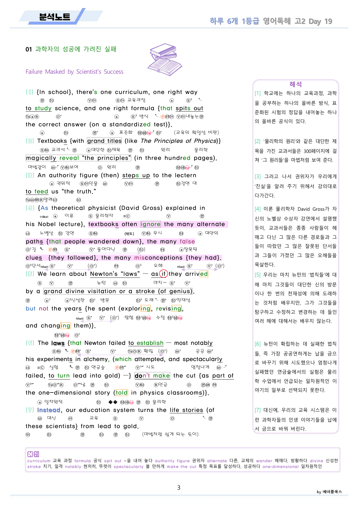 하루6개 1등급 영어독해 전국연합 고2 분석 변형문제 워크북 DAY 19_preview_undefined
