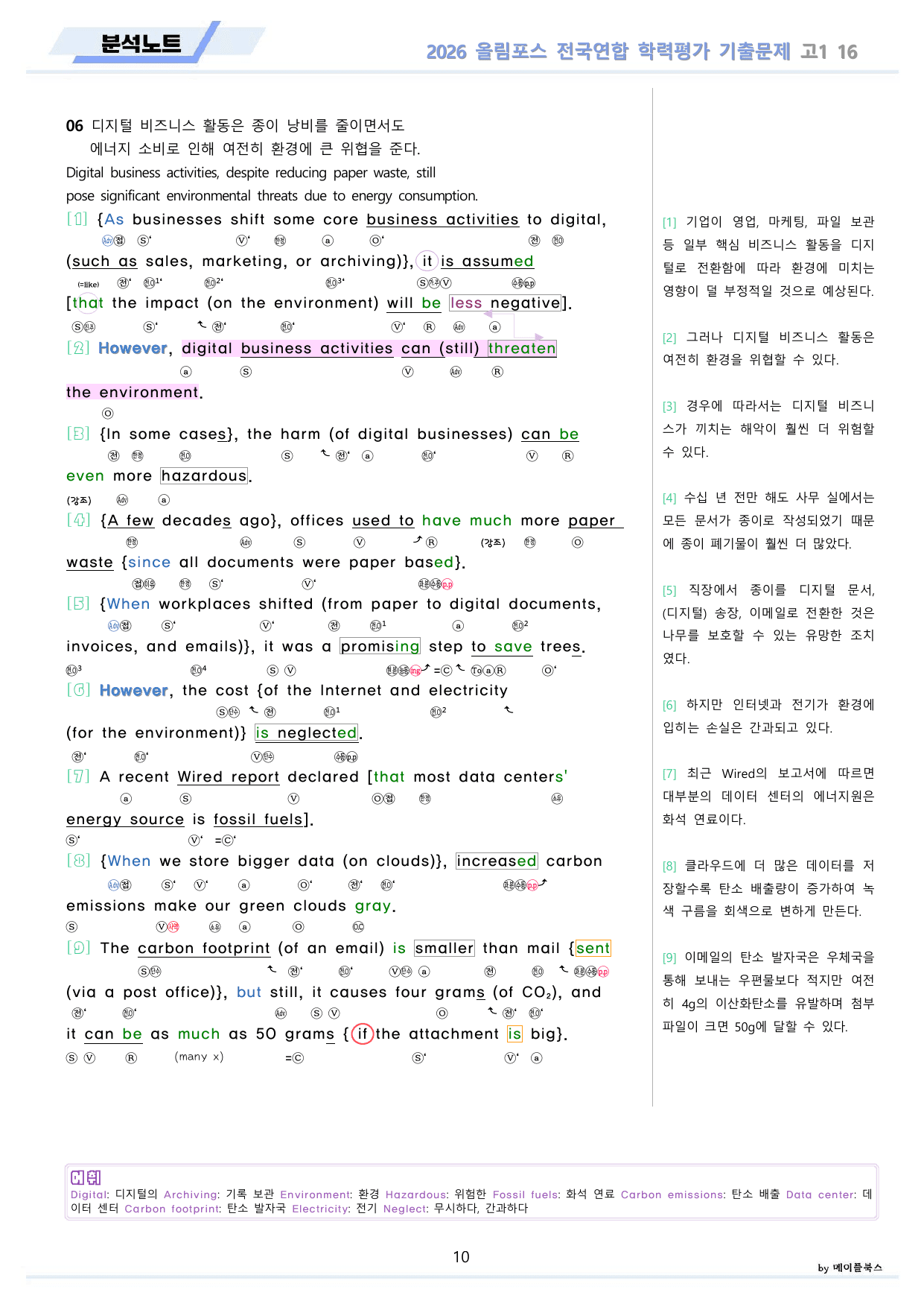2026 올림포스 전국연합 기출문제 고1 분석 변형문제 워크북 16 강 _preview_undefined