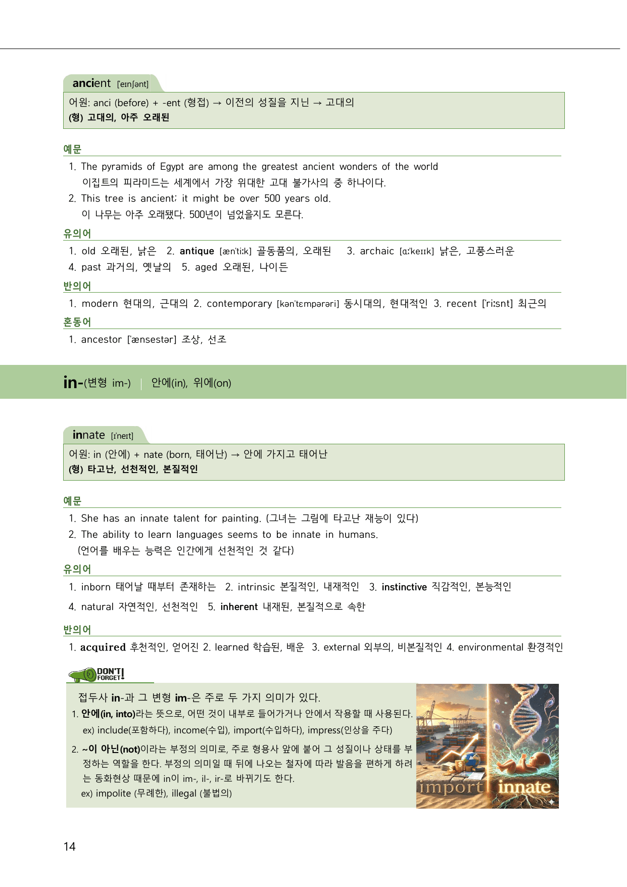내신대비유의어사전 파생어 혼동어 반의어 주요문형 표현정리_preview_undefined