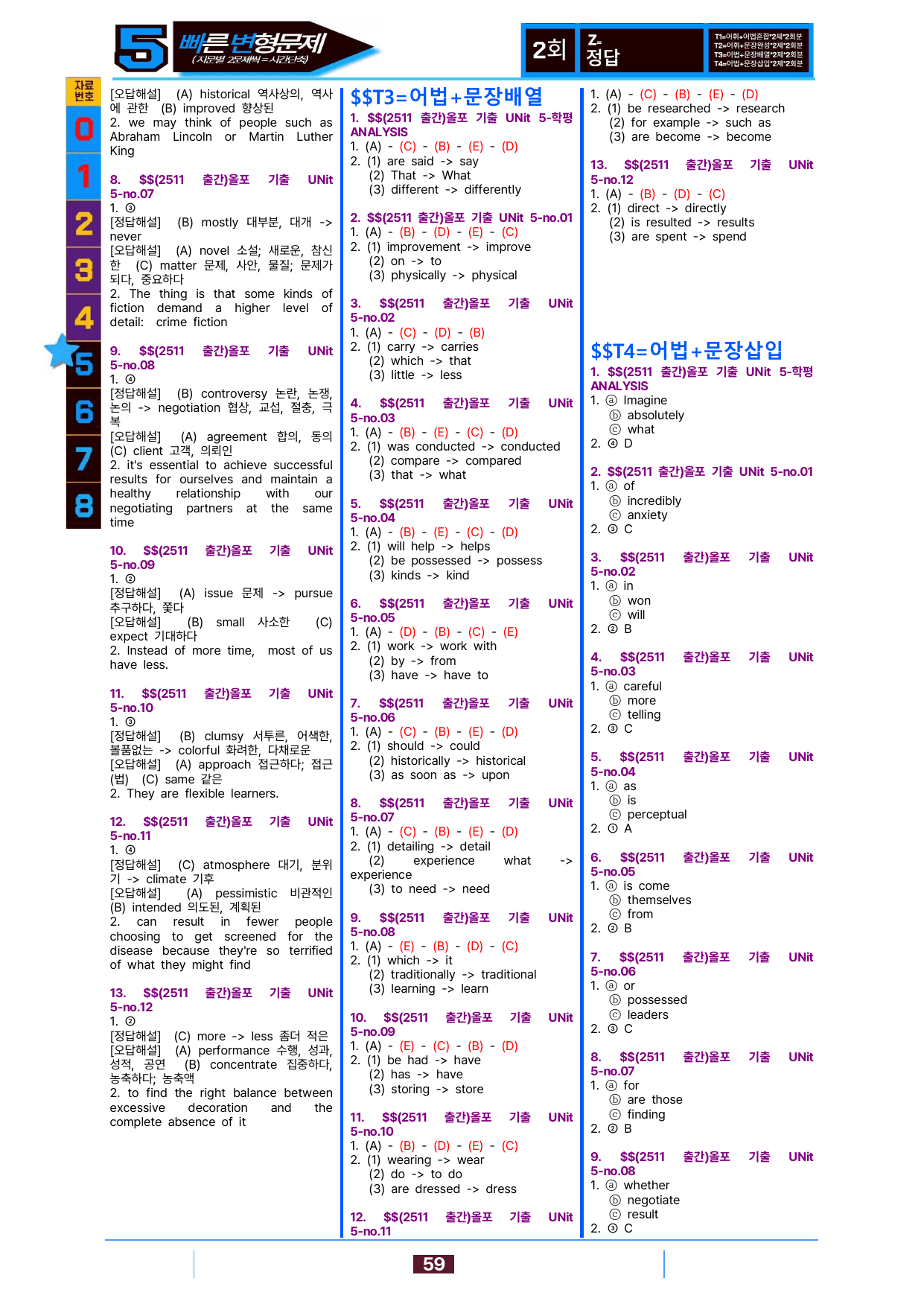 5번=빠른 변형문제=올포 전국기출, 고1=Unit 5=104제_preview_undefined