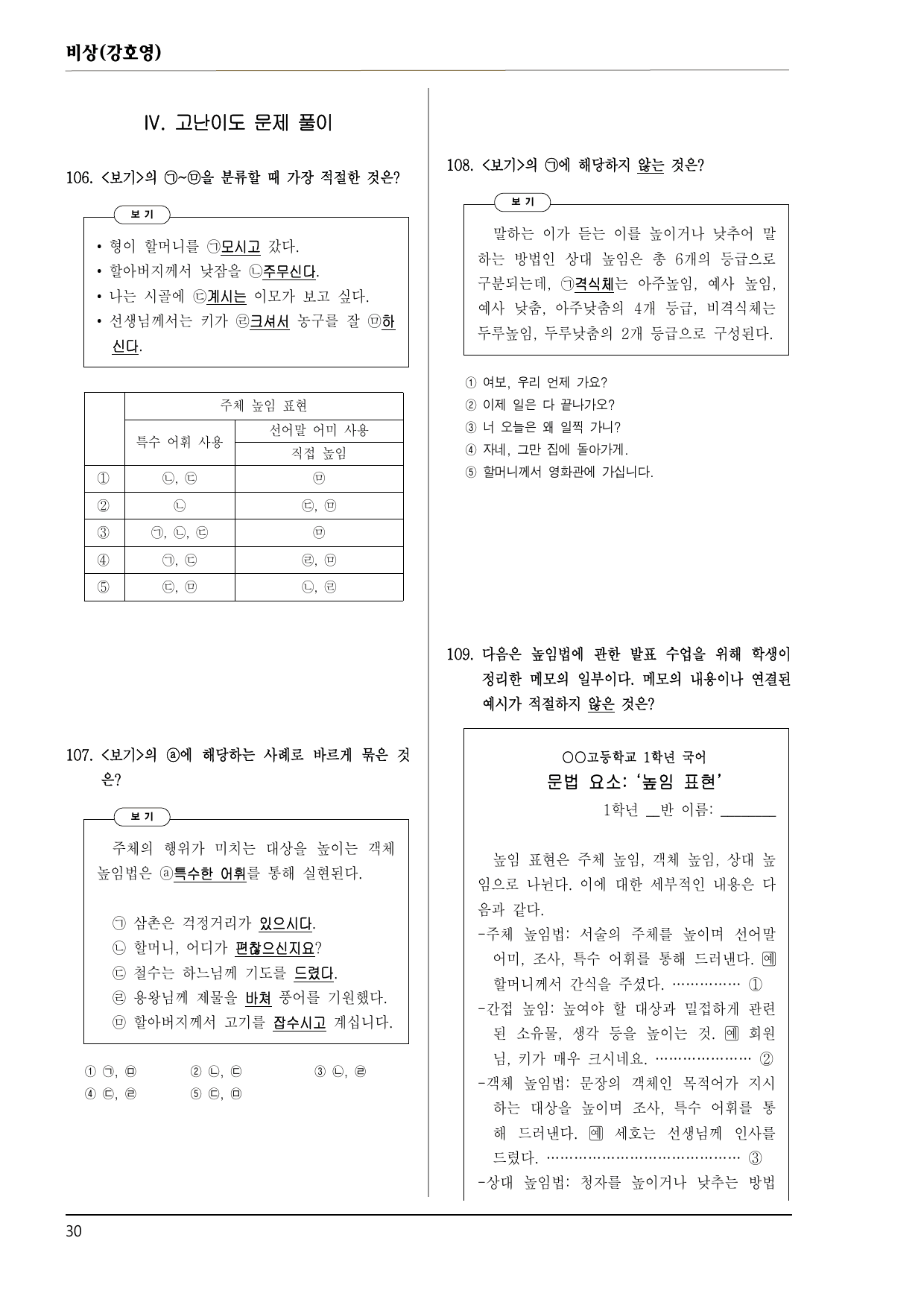 공통국어1 비상강 4-(2) 문법 요소와 어휘의 활용 150제_preview_undefined