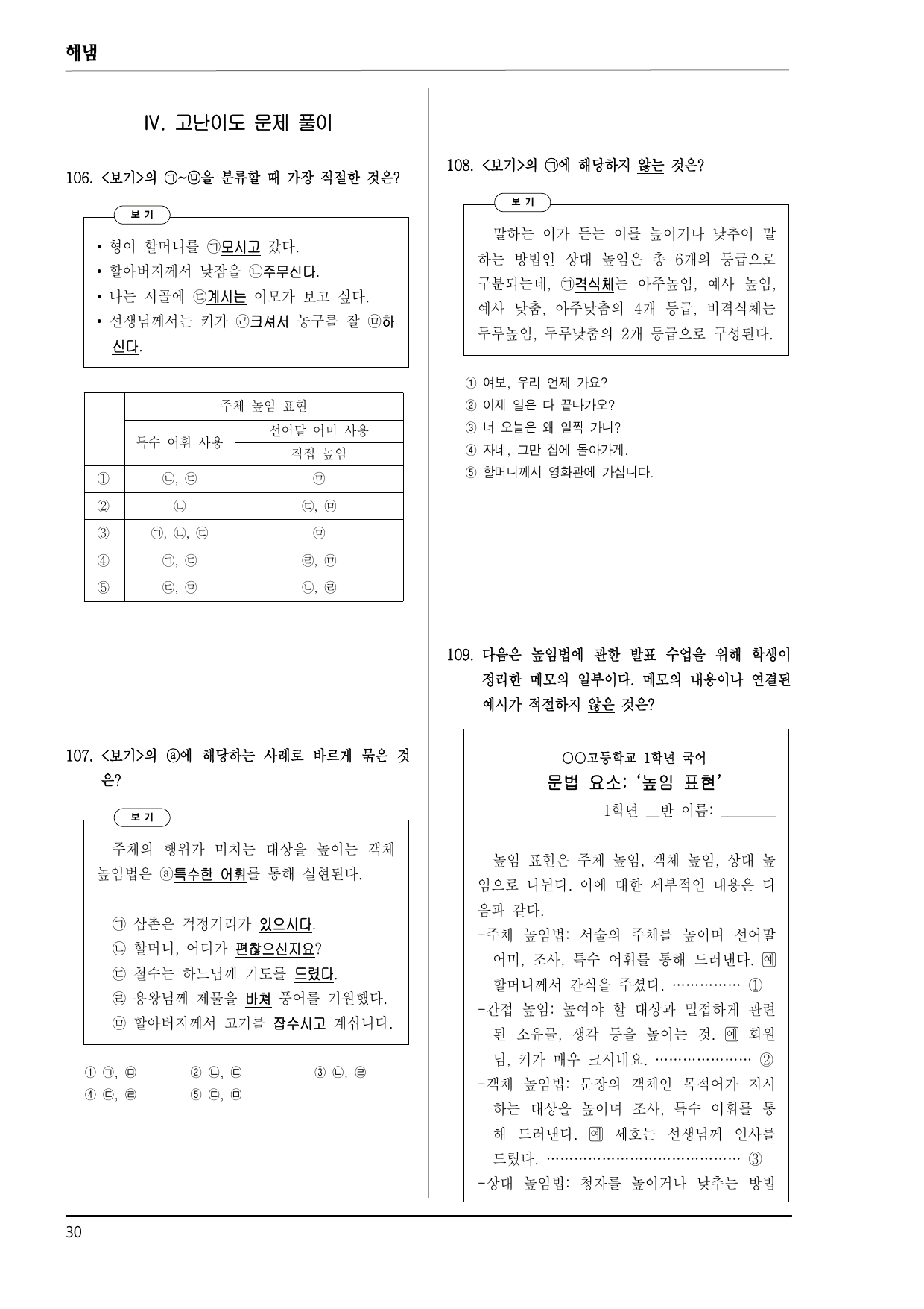 공통국어1 해냄 4-(2) 우리말의 문법 요소와 어휘 표현 150제_preview_undefined