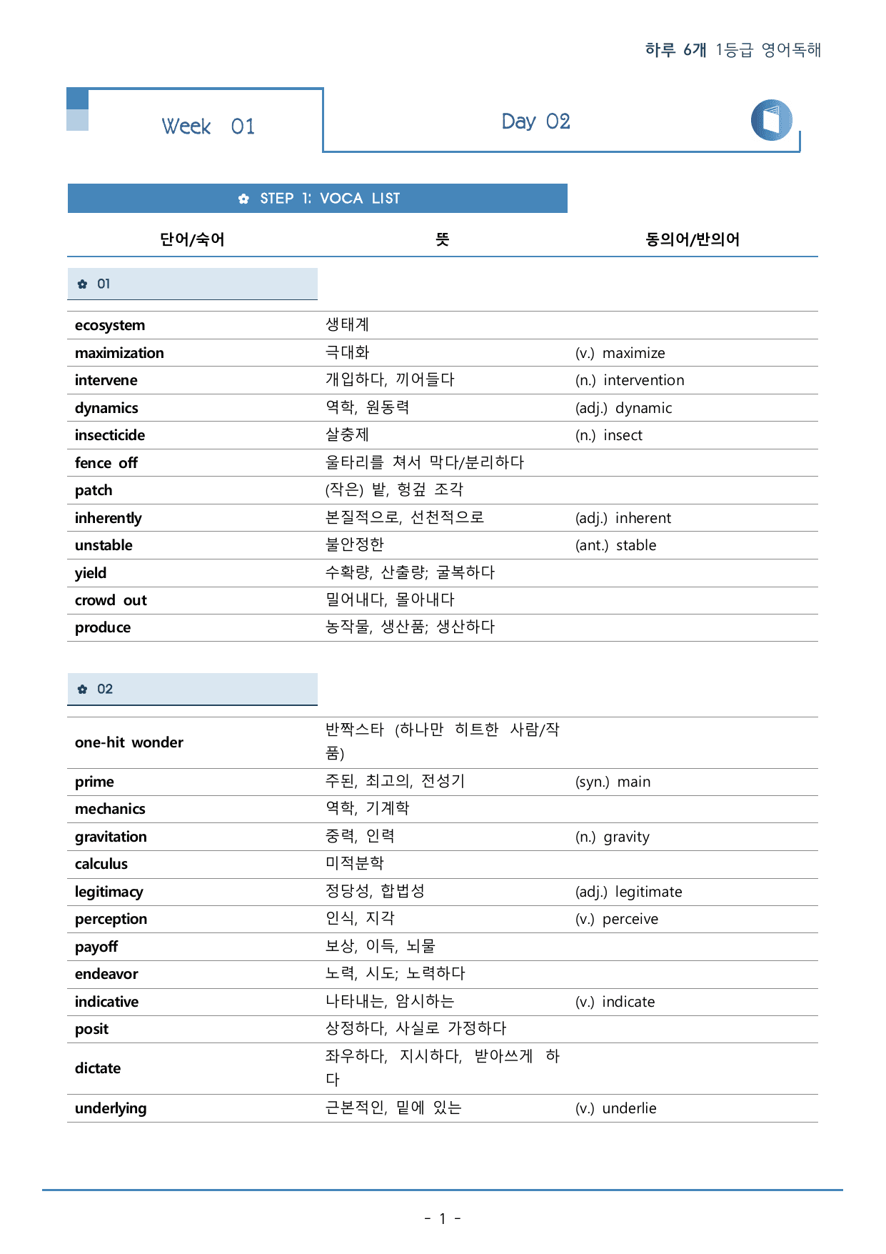 DAY 02 하루 6개 1등급 영어독해_2학년_워크북+변형문제(59p)_preview_undefined
