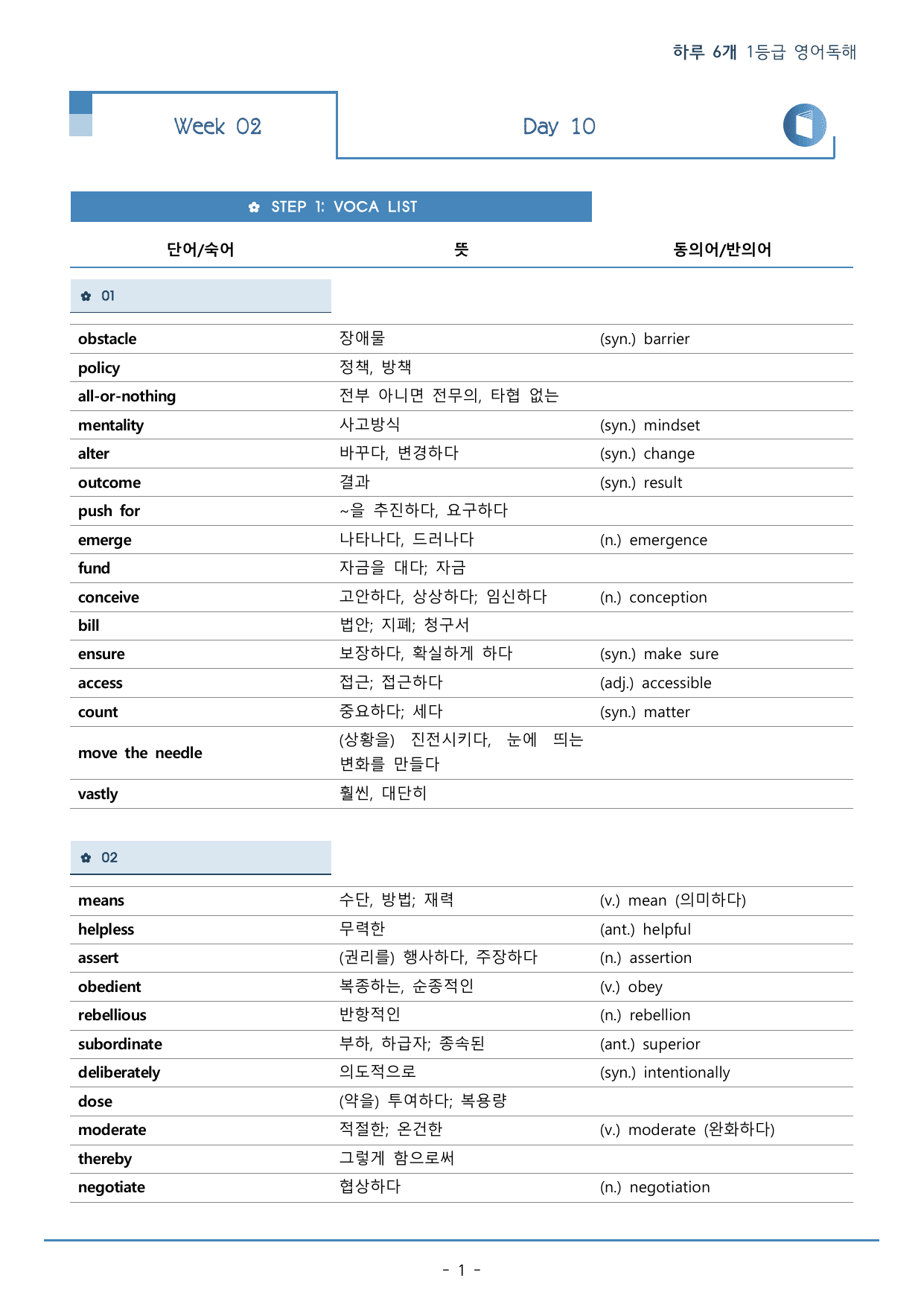 DAY 10 하루 6개 1등급 영어독해_2학년_워크북+변형문제(62p)_preview_undefined