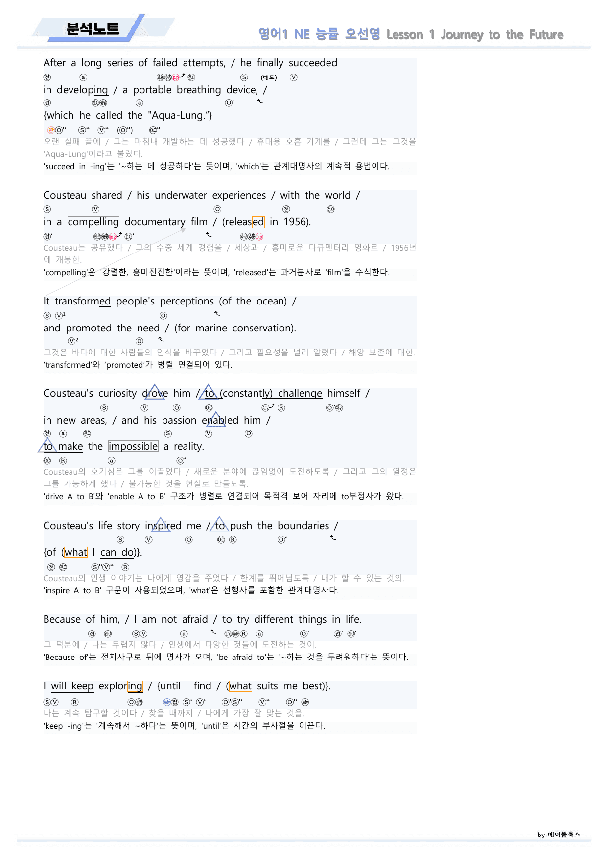 영어1 NE 능률 오선영 분석노트 01 1강 1과 22년 개정 메이플북스_preview_undefined