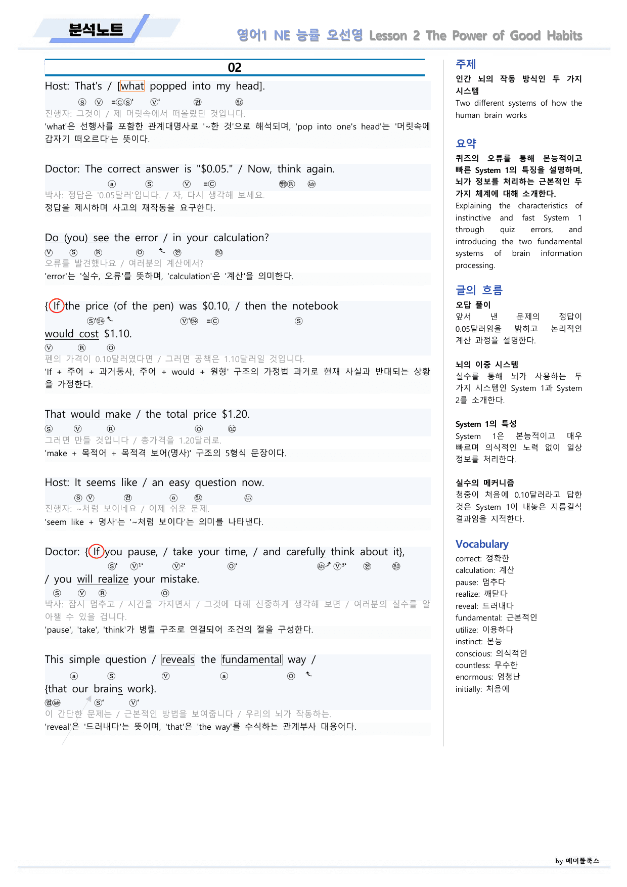 영어1 NE 능률 오선영 분석노트 02 2강 2과 22년 개정 메이플북스_preview_undefined