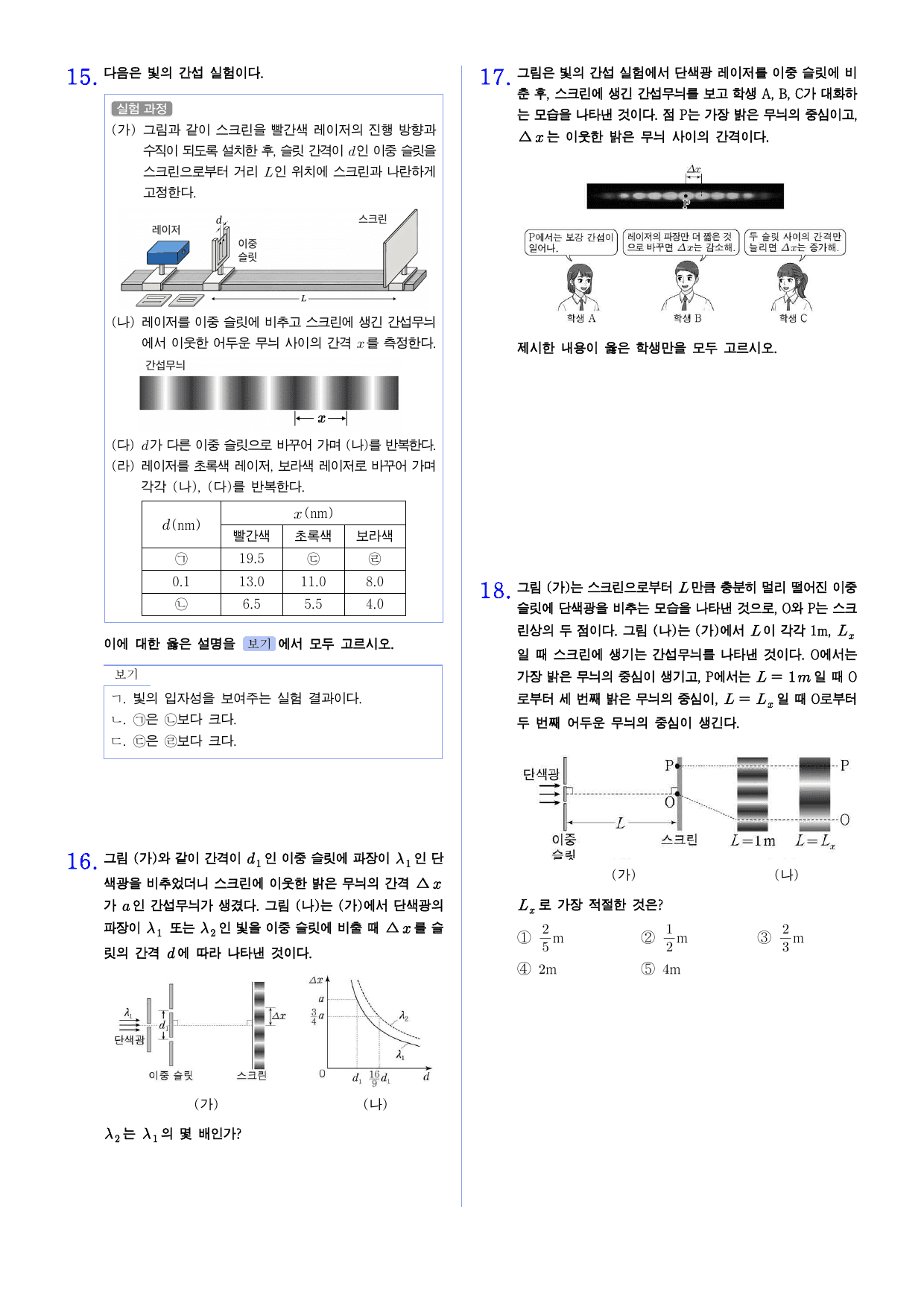 22개정 물리학 3-1-1 빛의 중첩과 간섭 유형별 문제_preview_undefined