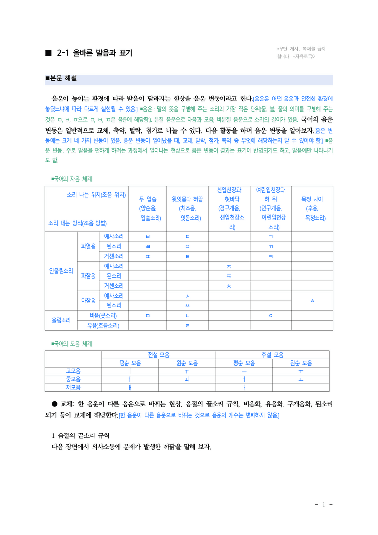(공국1-천김수) 2-1 올바른 발음과 표기 ■(해설•정리)_preview_1
