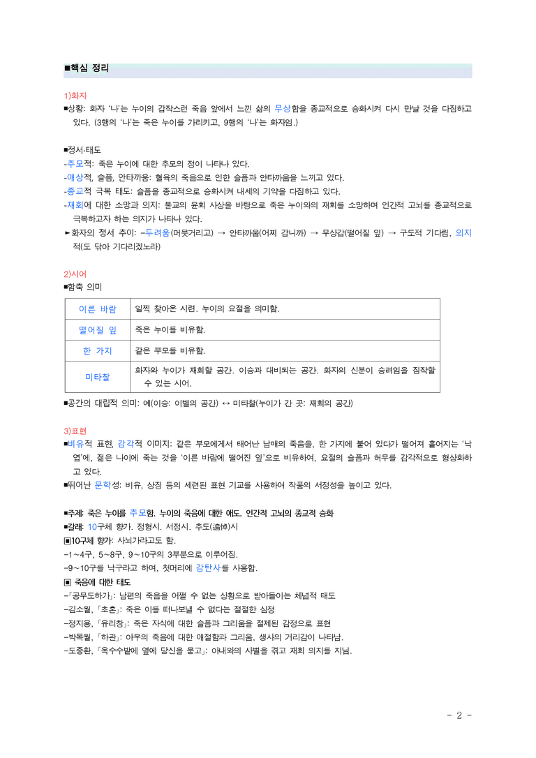 (공국2-미) 1-1 제망매가 (월명사), 속미인곡 (정철) ■(해설•정리)-7쪽_preview_2