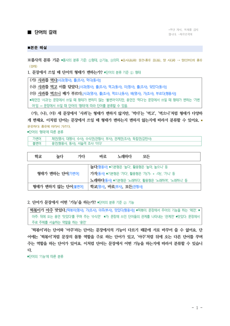 중1-1 (미-민) 3-1 단어의 갈래 ■(해설•정리)_(16쪽)_preview_1