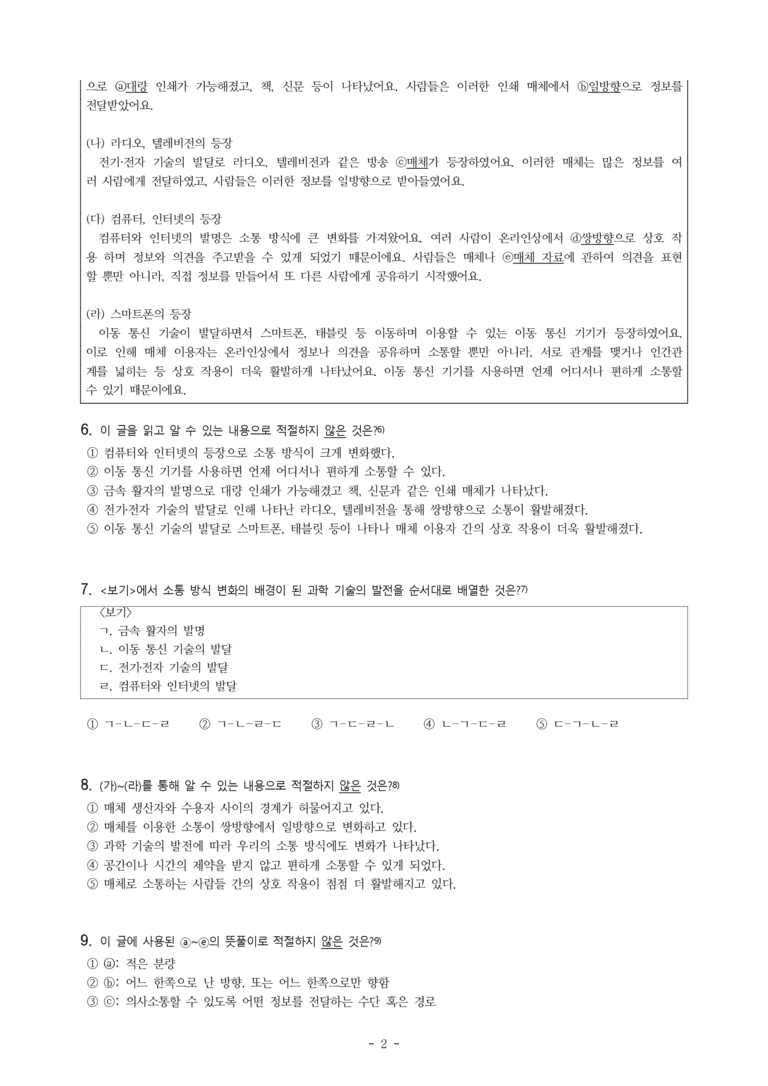 중1-1 (미-신) 1-3 매체로 소통하기 -객관식 (24문제)_preview_2