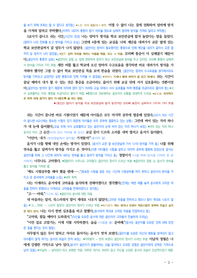 중1-1 (천-정) 1-3 정서를 표현하는 글 쓰기 -여름비와 방석 ■(해설•정리)_(4쪽)_preview_2