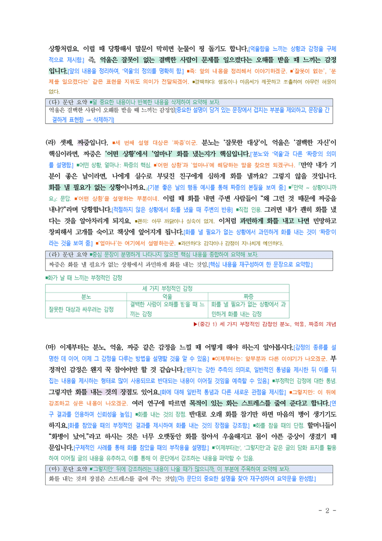 중1-2 (미-민) 2-1 요약하며 읽기 -감정 연습을 시작합니다, 바보 사또, 지구계 ■해설•정리_(12쪽)_preview_2