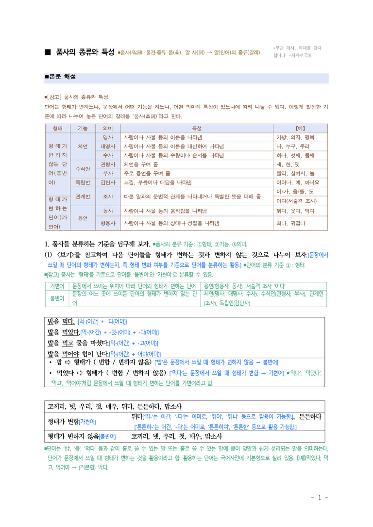 중1-2 (천-노) 3-1 품사의 종류와 특성 ■해설•정리_(20쪽)_preview_1