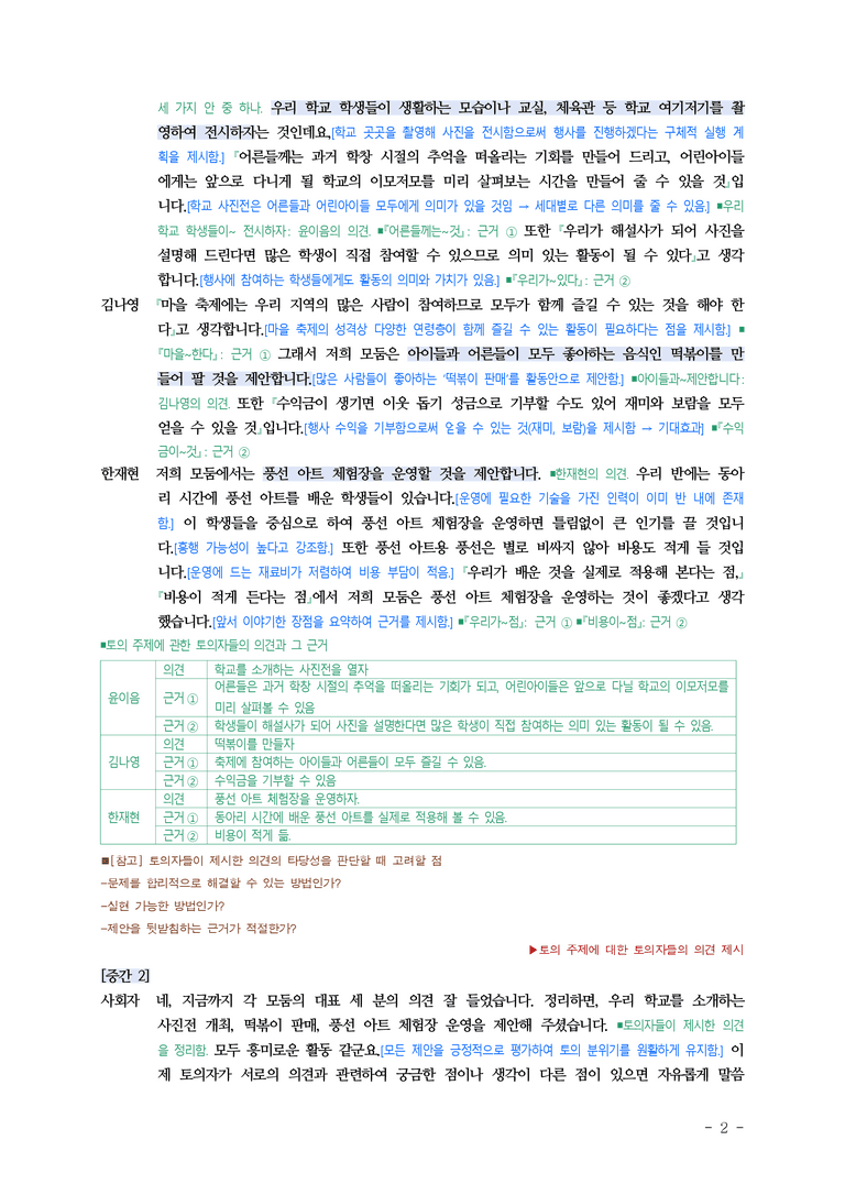 중1-2 (천-정) 1-2 토의하기, 긴긴밤 ■해설•정리_(13쪽)_preview_2