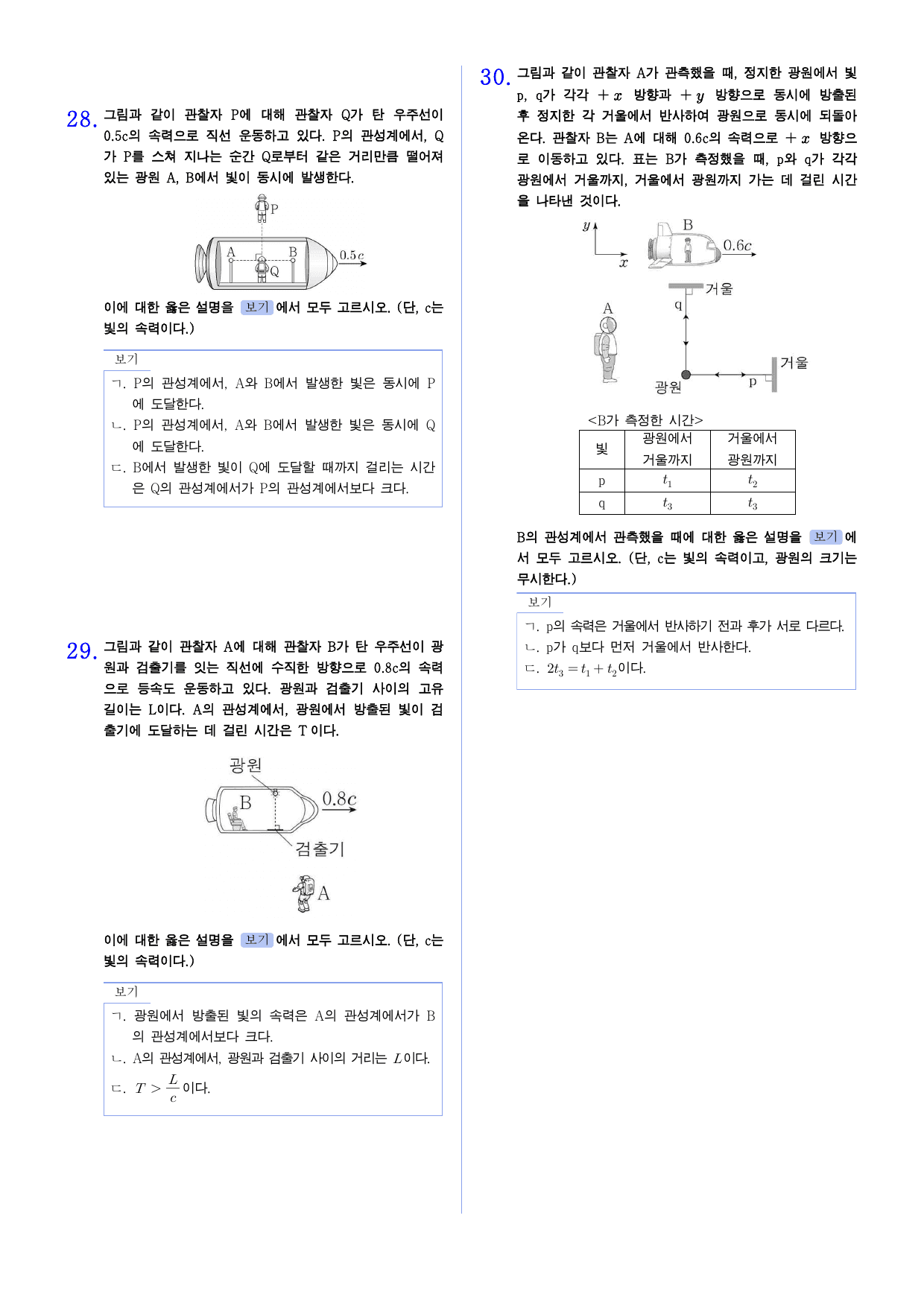 22개정 물리학 3-2-3 특수 상대성 이론 유형별 문제_preview_undefined
