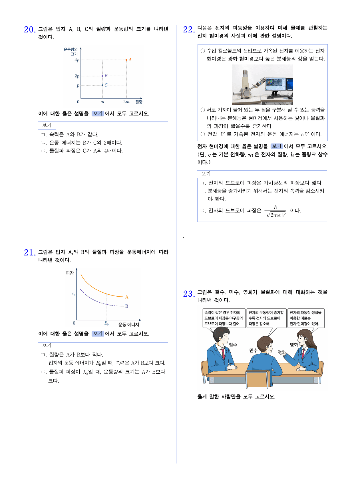 22개정 물리학 3-1-4 물질의 이중성 유형별 문제_preview_undefined