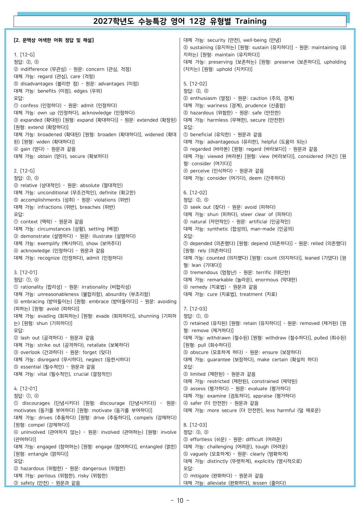 2027학년도 수능특강 영어 12강 유형별 Training_preview_undefined