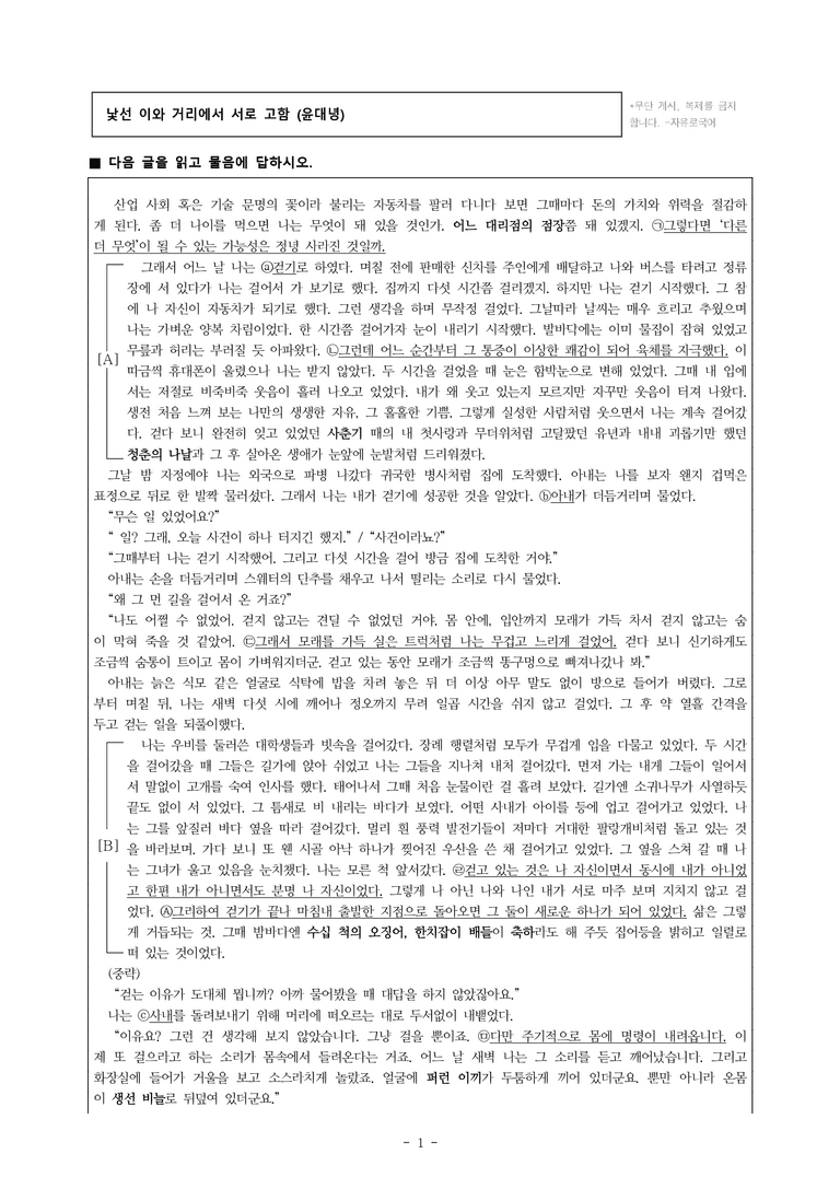 (26-수완) 낯선 이와 거리에서 서로 고함 (윤대녕) (13문제)_preview_1