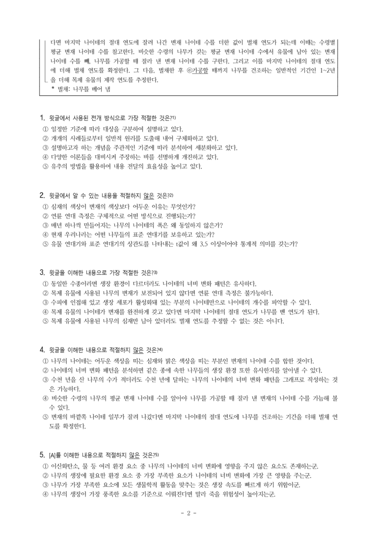 (24-03) (고1) (과학) 연륜 연대 측정과 목제 유물의 제작 연도 추정 (10문제)_preview_2