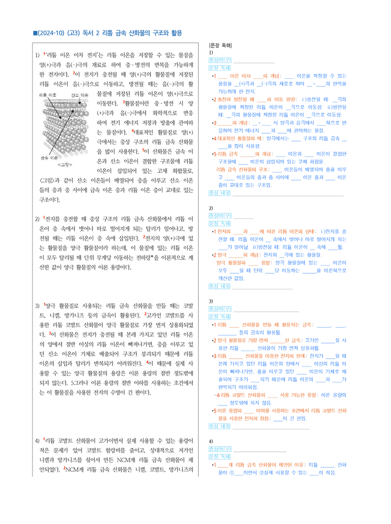 (24-10) (고3) (기술) 리튬 금속 산화물의 구조와 활물질 (지문 해설)_preview_1