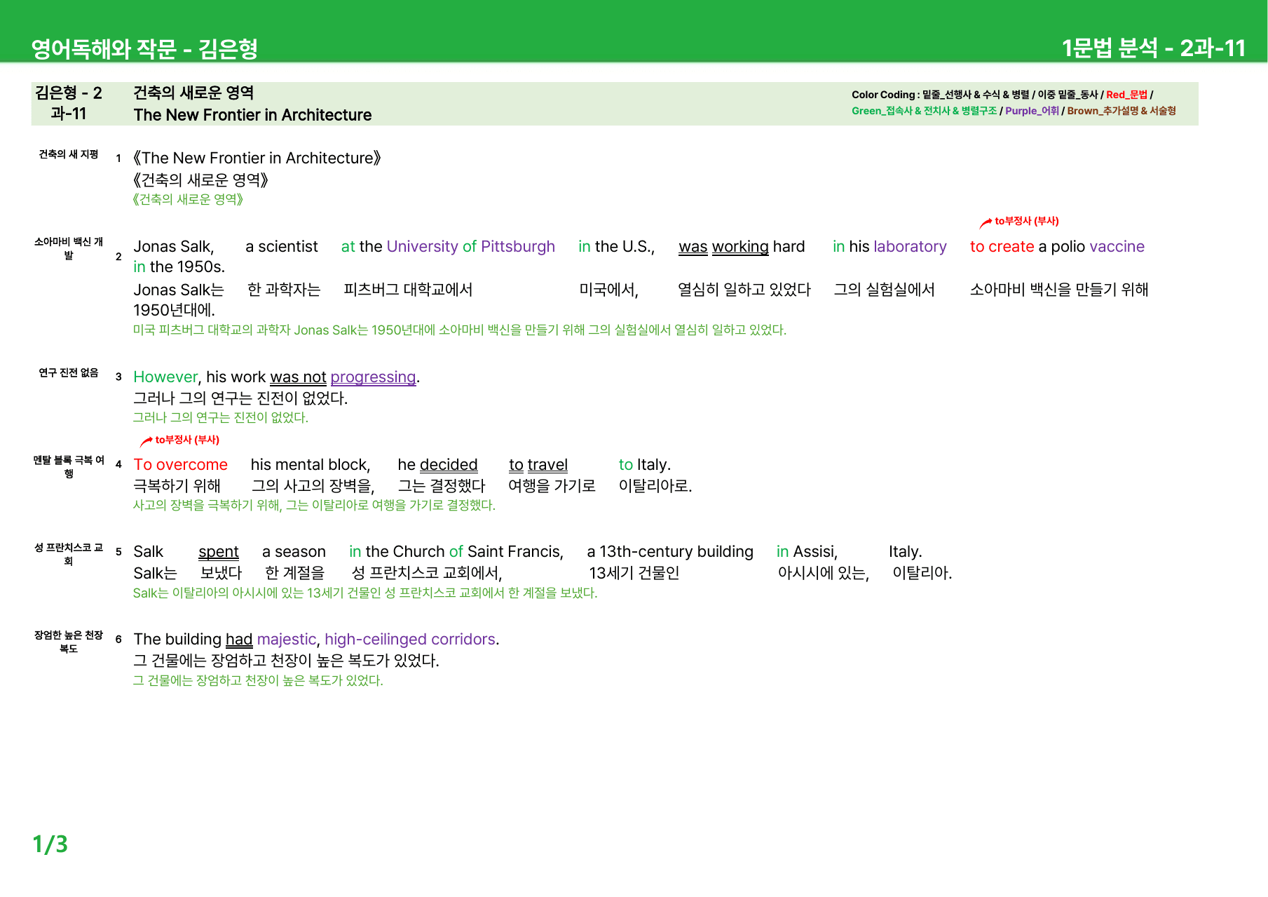 영어 독해와 작문 김은형 2과 - 본문분석_preview_undefined