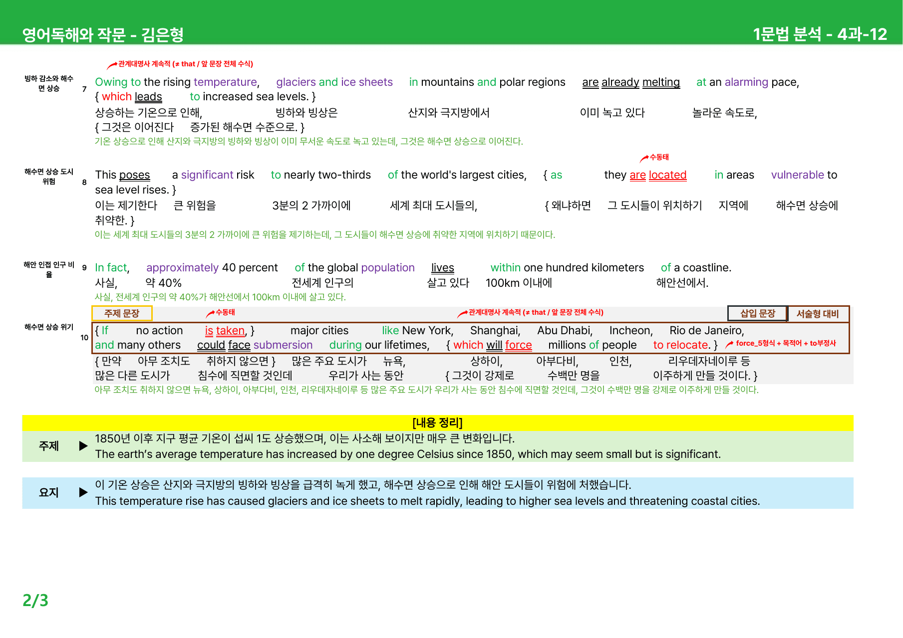 영어 독해와 작문 김은형 4과 - 본문분석_preview_undefined