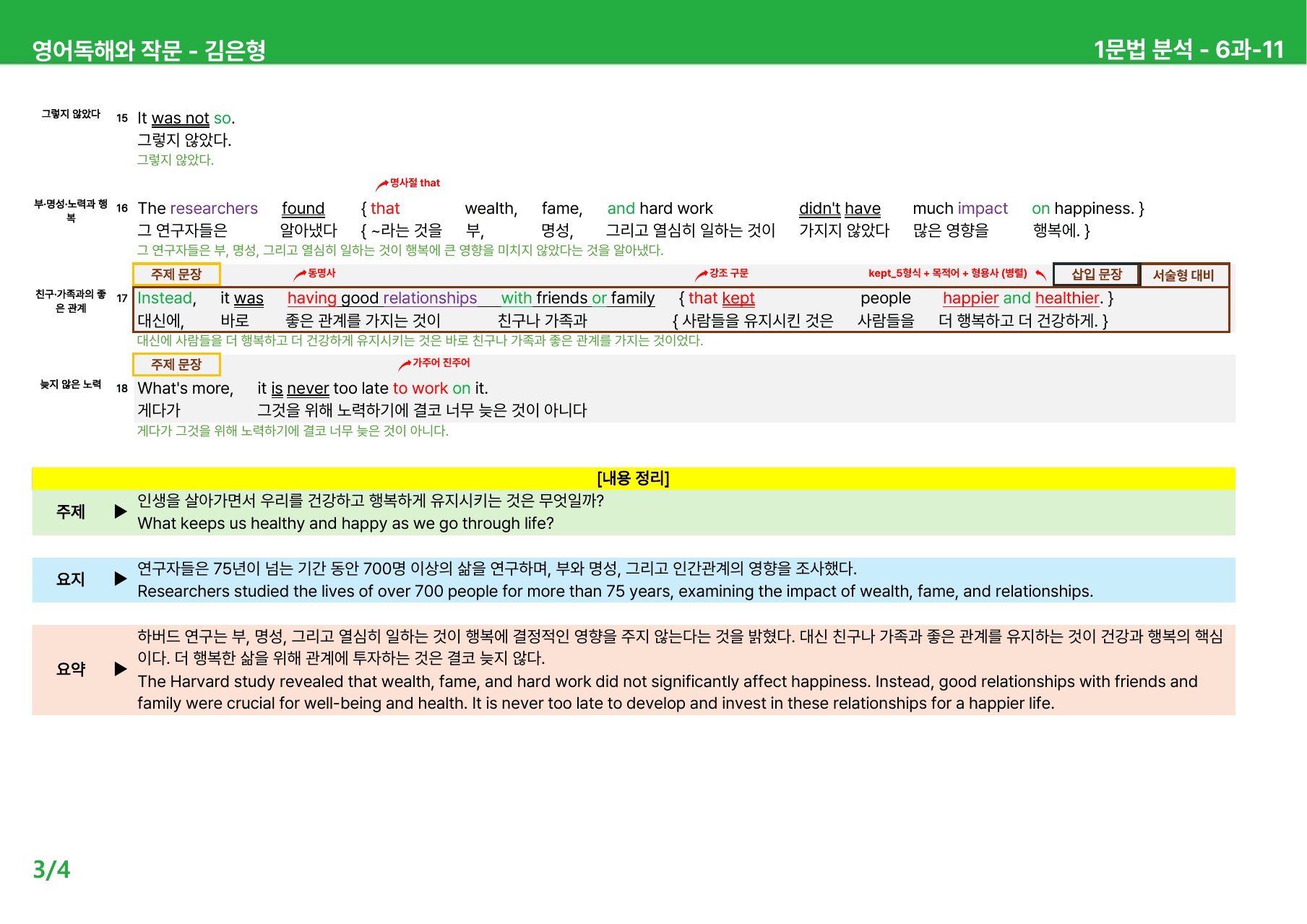 영어 독해와 작문 김은형 6과 - 본문분석_preview_undefined