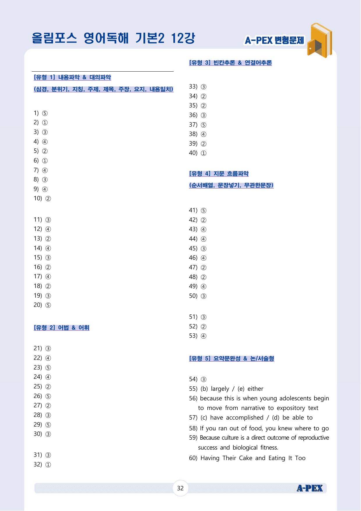 올림포스 영어독해 기본2 12강 변형문제 (60문제) 서논술형 포함_preview_undefined