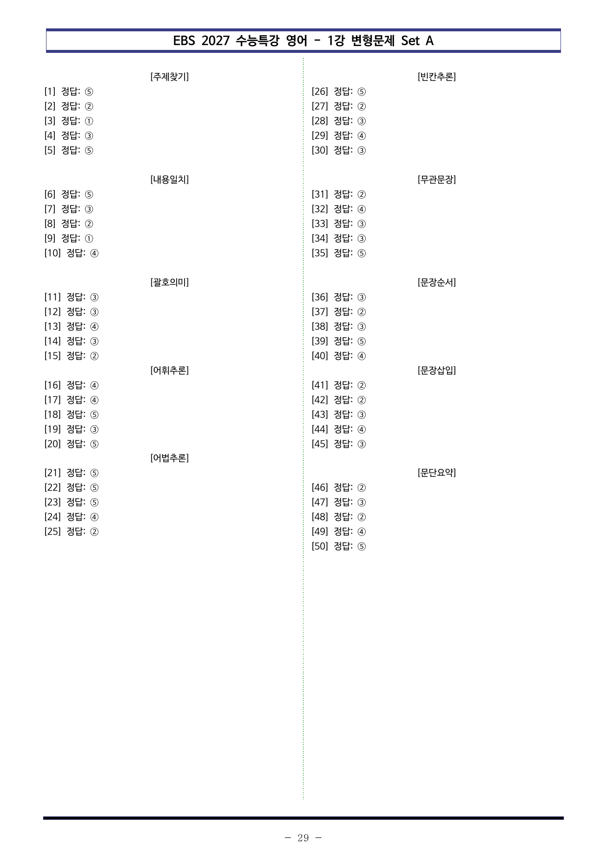 EBS 수능특강 영어 (2027) - 1강 변형문제 Set A (50제)_preview_undefined