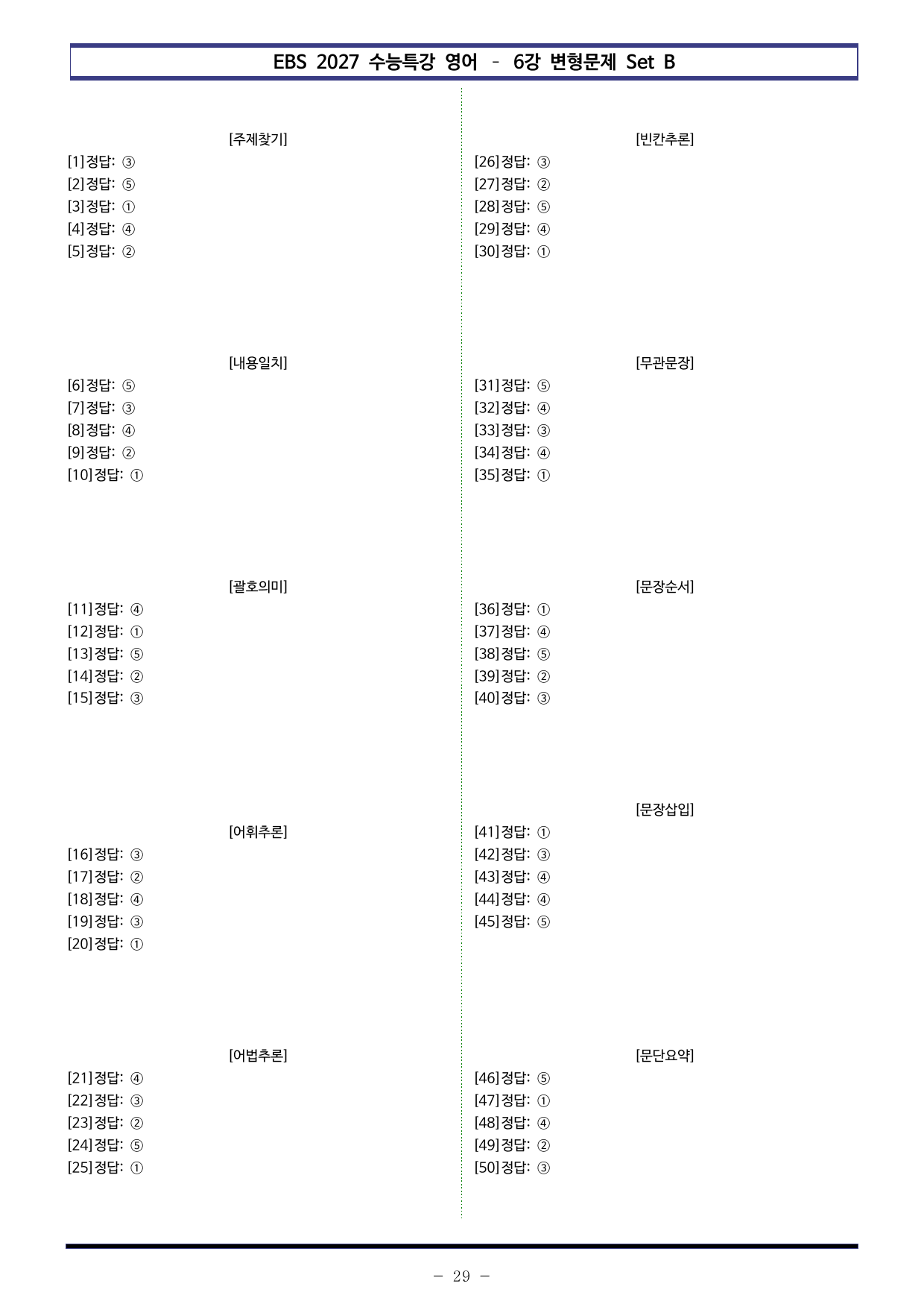 EBS 수능특강 영어 (2027) - 6강 변형문제 Set B (50제)_preview_undefined