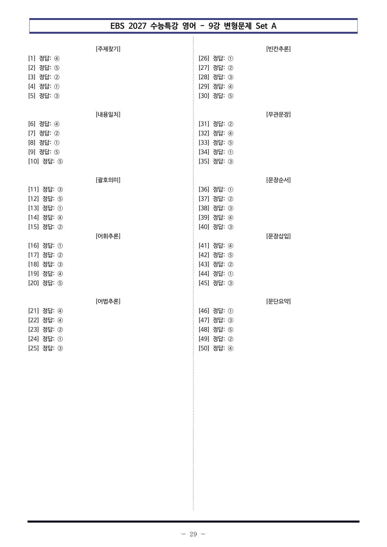 EBS 수능특강 영어 (2027) - 9강 변형문제 Set A (50제)_preview_undefined