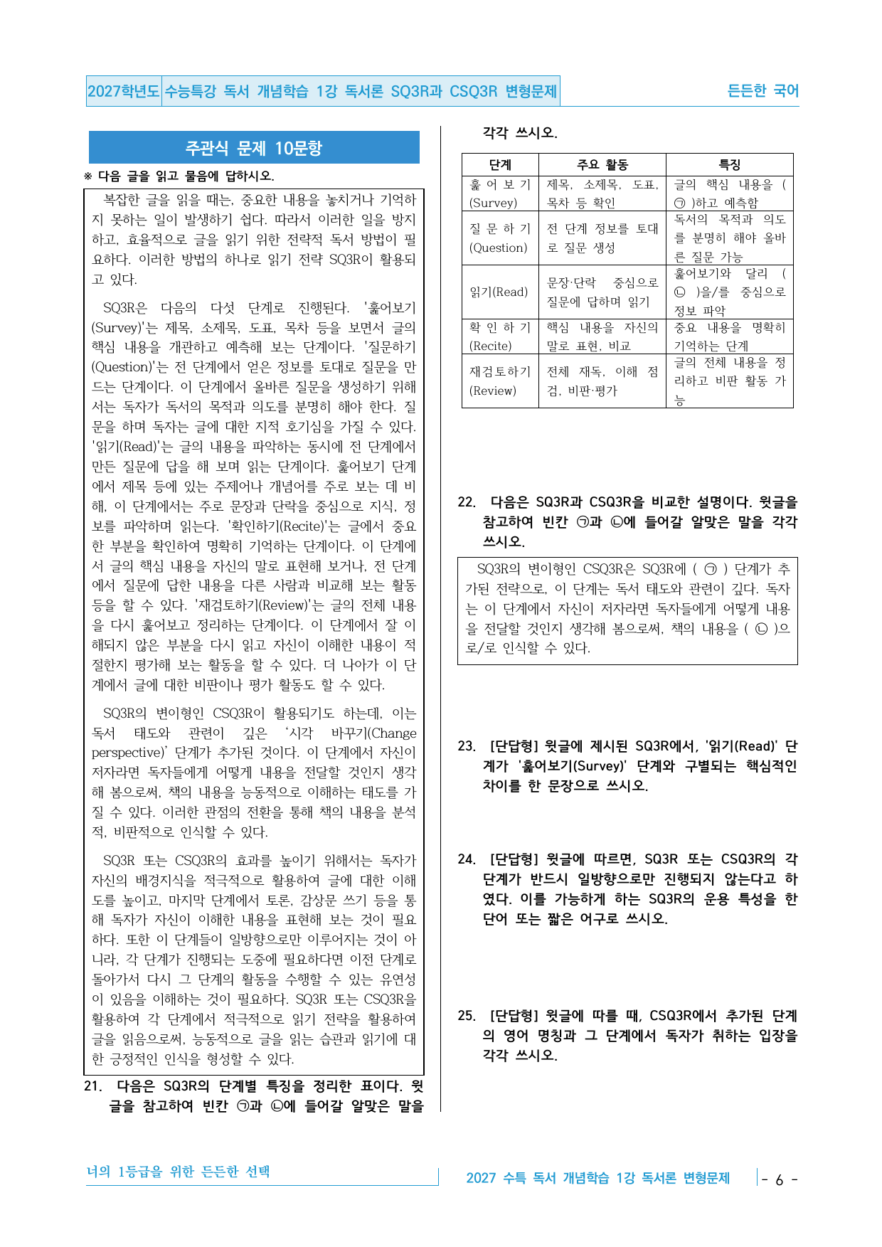 2027 수능특강 독서 개념학습 01강 독서론 SQ3R 변형문제 30제_preview_undefined