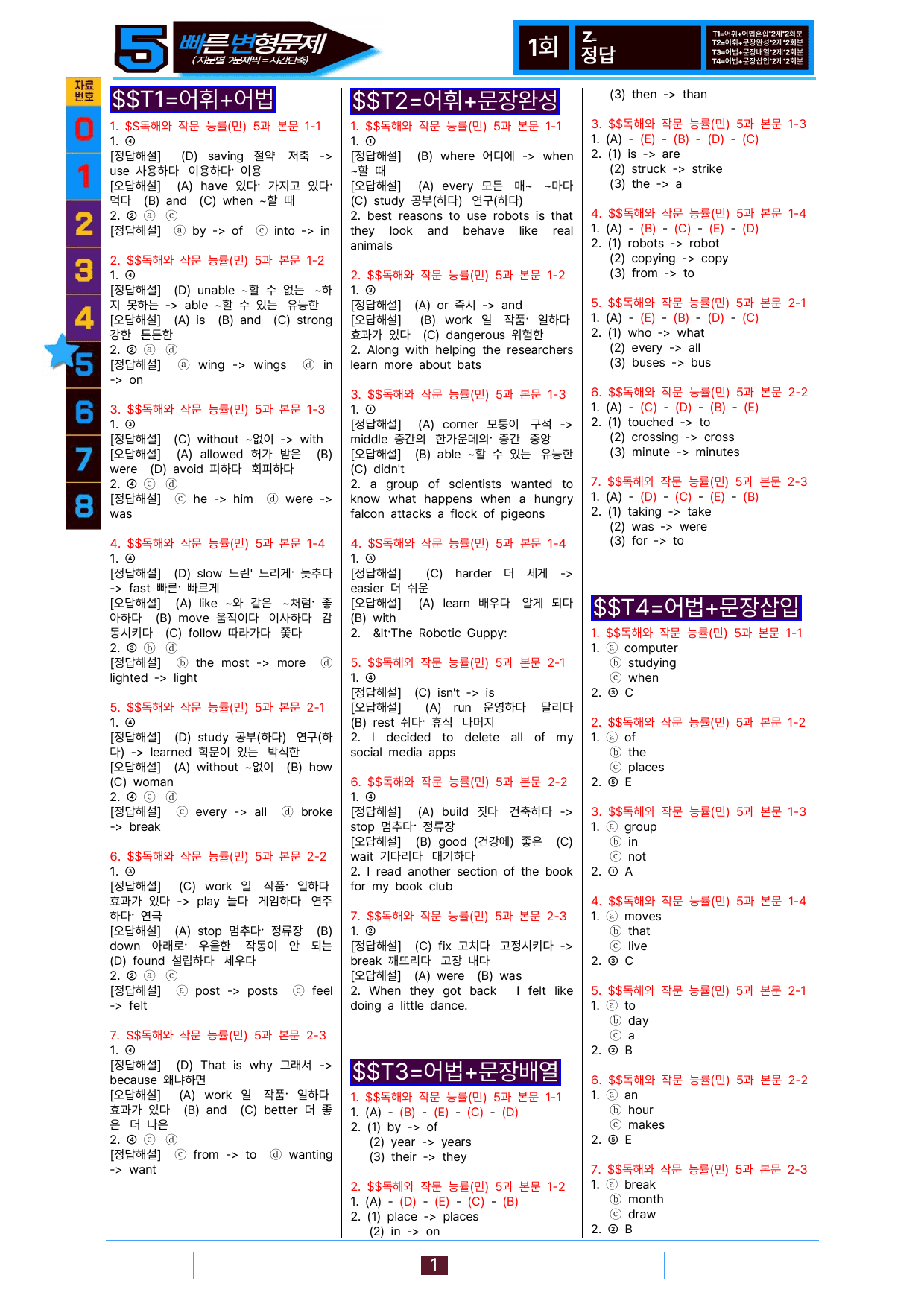 5번=빠른 변형문제=독해와 작문=능률 민 5과=112제_preview_undefined