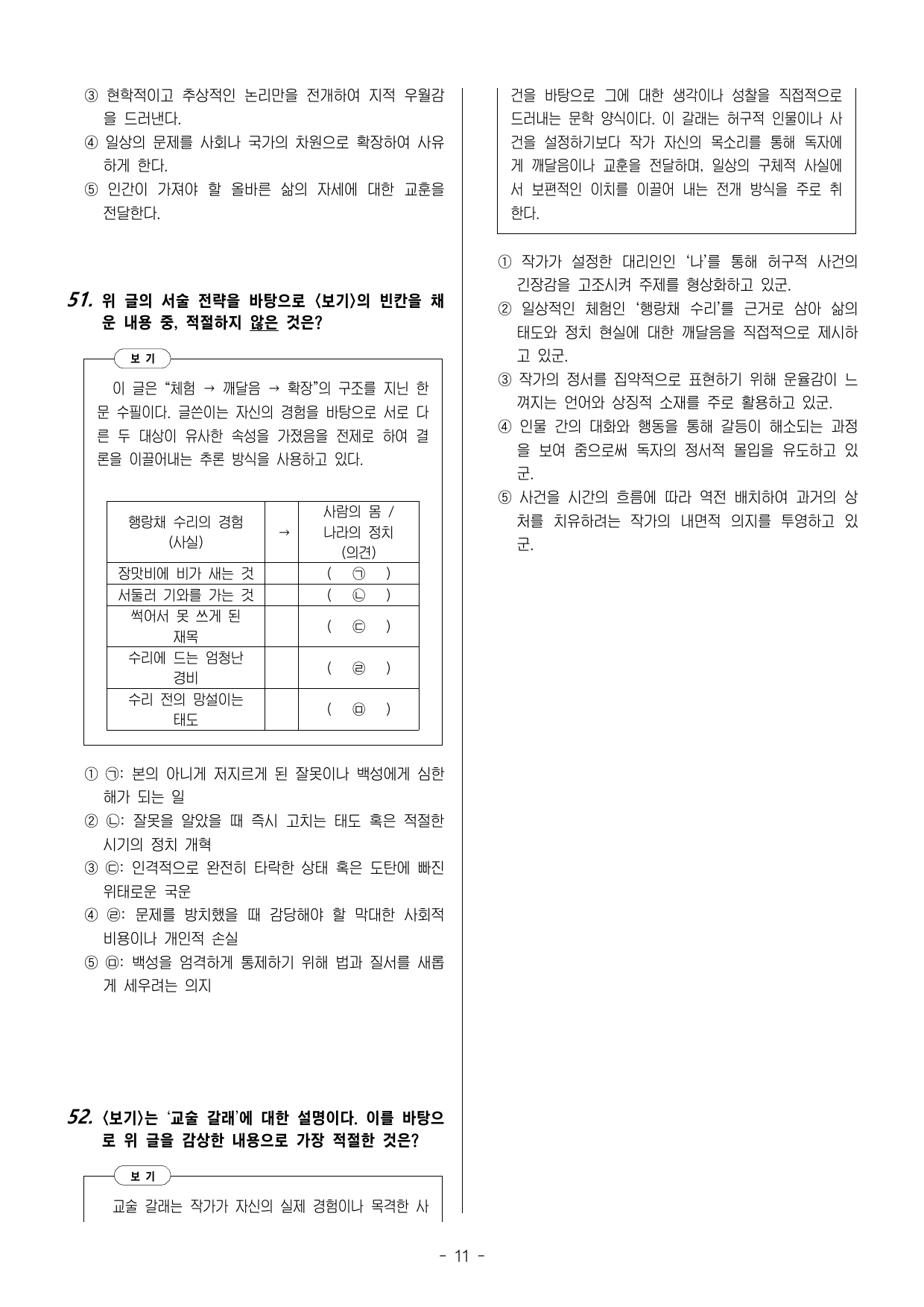 1(2)④이옥설(이규보) - 고2 문학 미래엔 지문해설, 52문제_preview_undefined
