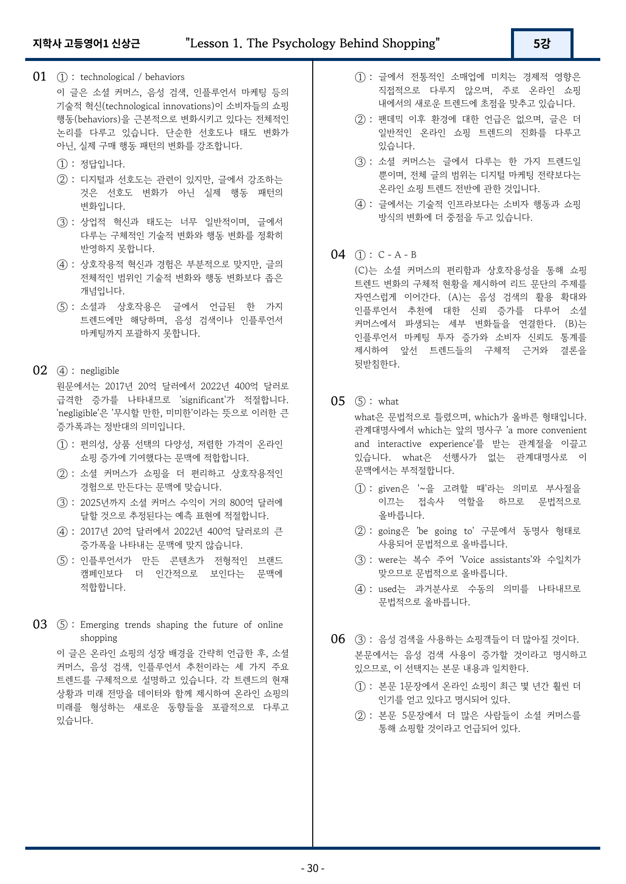 고등영어1 지학사 신상근 1과 변형문제 106문항(Read More포함)_preview_undefined