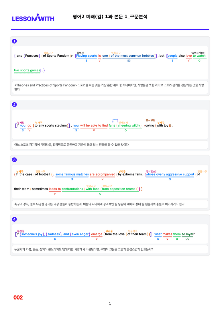 영어2-미래 김성연 1,2,4,5과 구문분석 by 최상위영어_preview_2