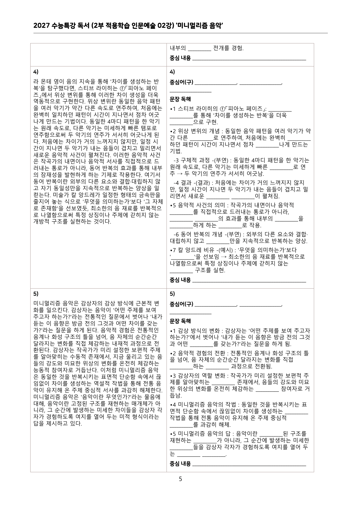 27 수특 독서 2부 인문예술 02강 ‘미니멀리즘 음악’ 분석 + 문제_preview_undefined